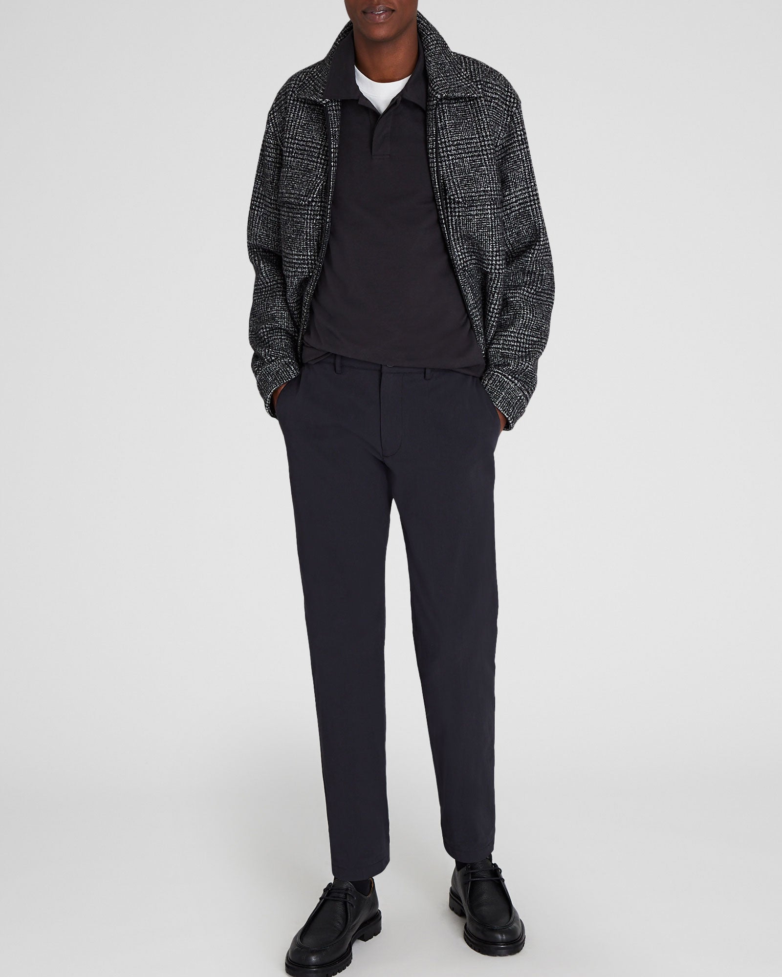 CLUB MONACO - Long-Sleeve Brushed Cotton Polo - Black
