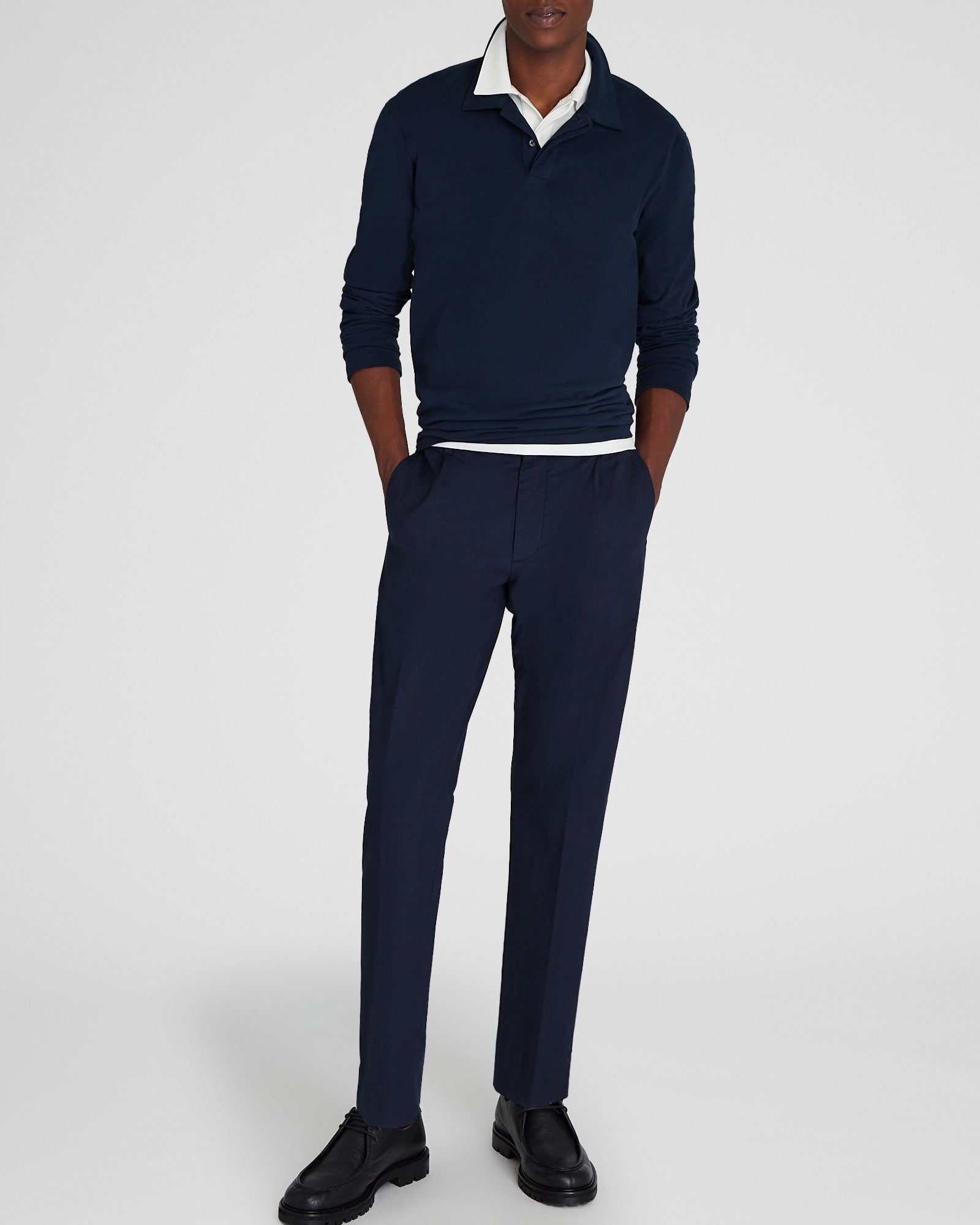 CLUB MONACO - Polo en coton brossé - Marine