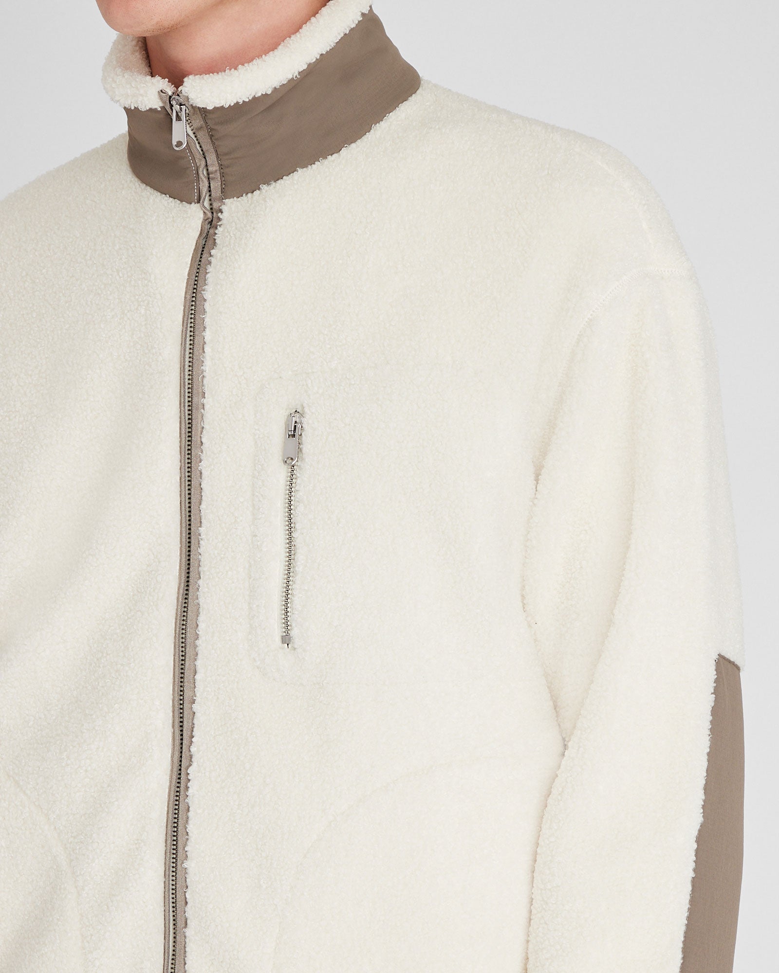 CLUB MONACO - Sherpa Full-Zip - Off White