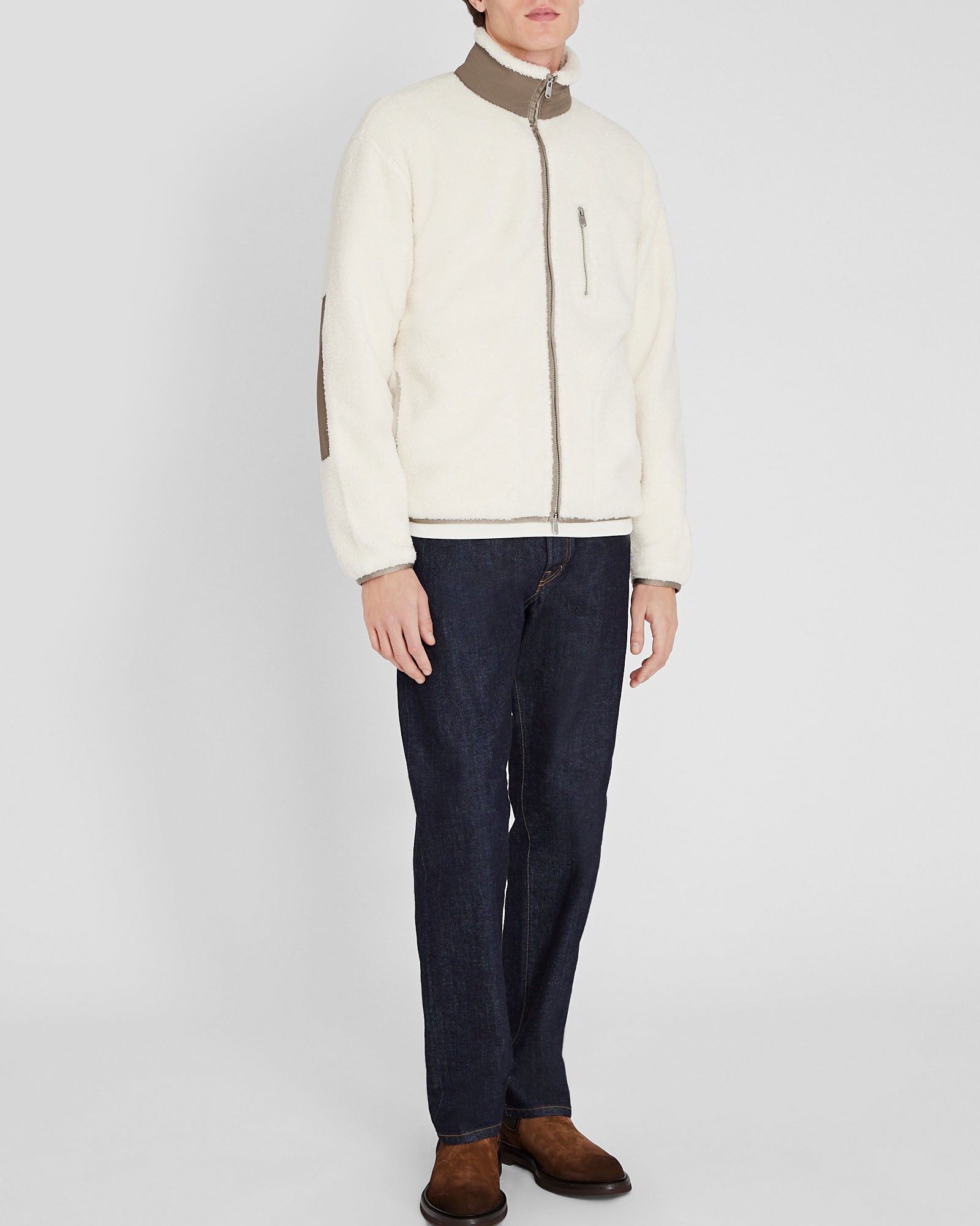 CLUB MONACO - Sherpa Full-Zip - Off White