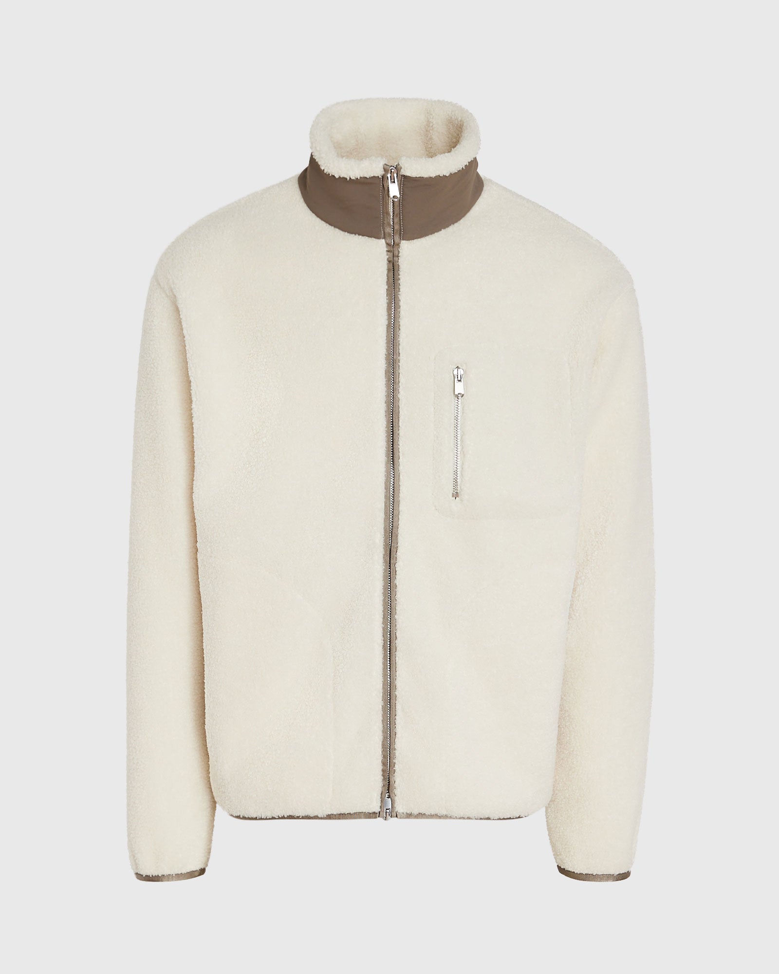 CLUB MONACO - Sherpa Full-Zip - Off White