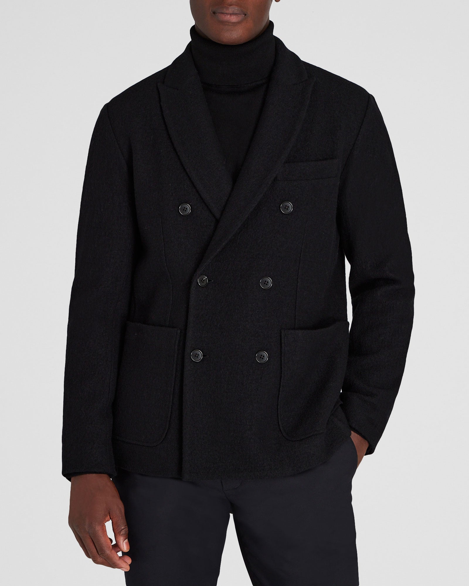 CLUB MONACO - Blazer double boutonnage en tricot - Noir
