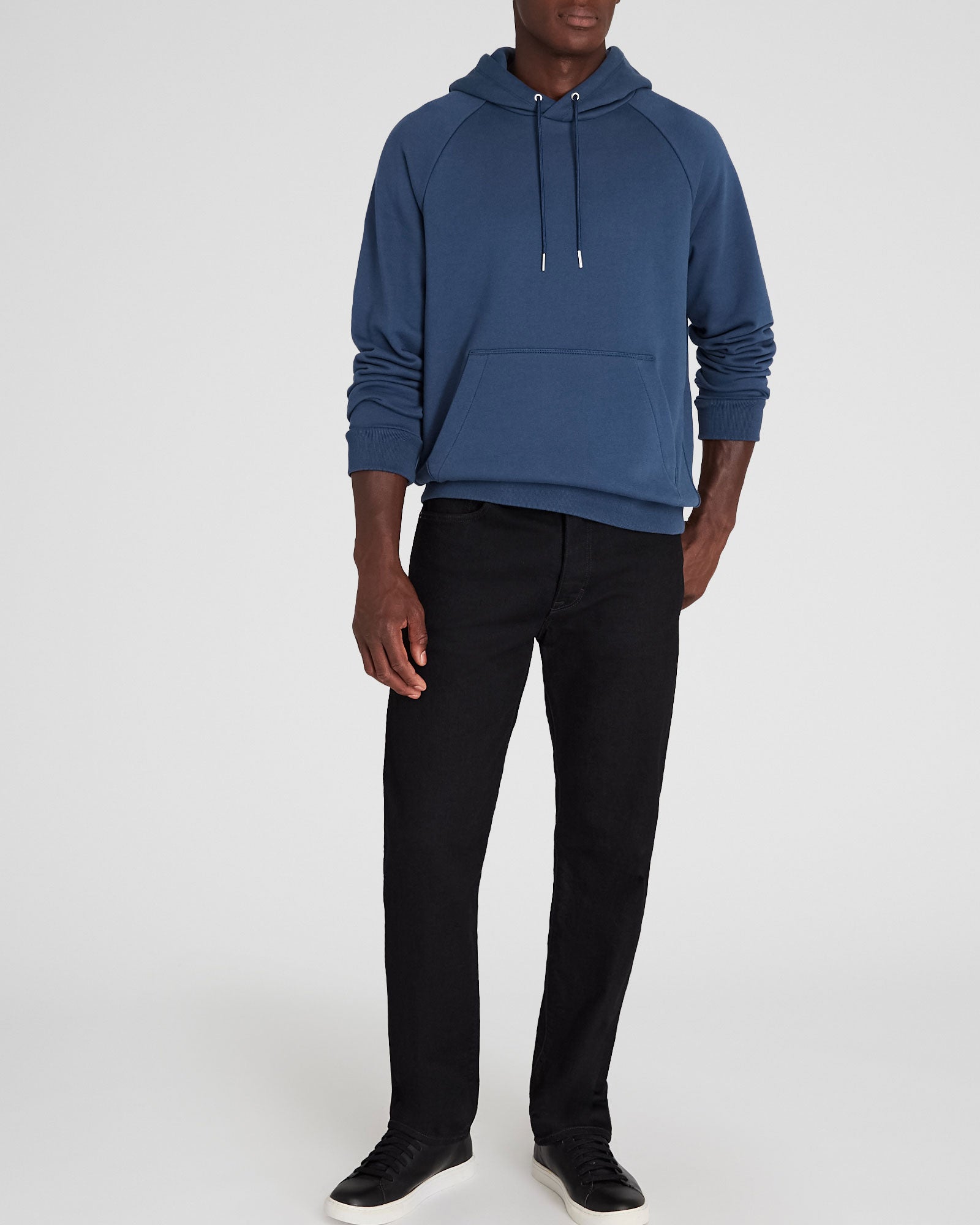 CLUB MONACO - Chandail à capuche en tissu éponge - Denim