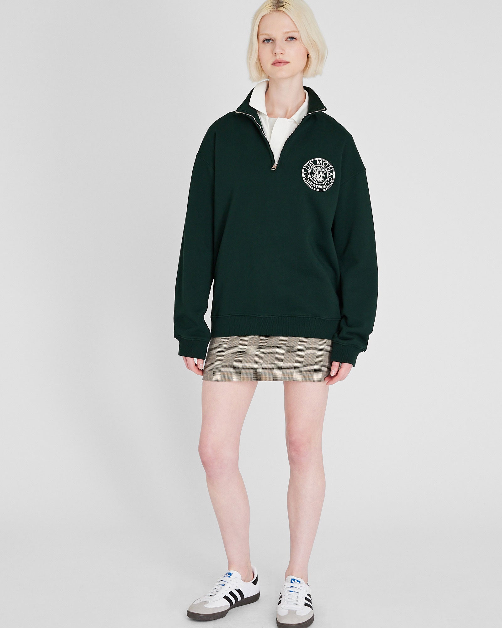 CLUB MONACO - Chandail Écusson glissière un quart - Vert