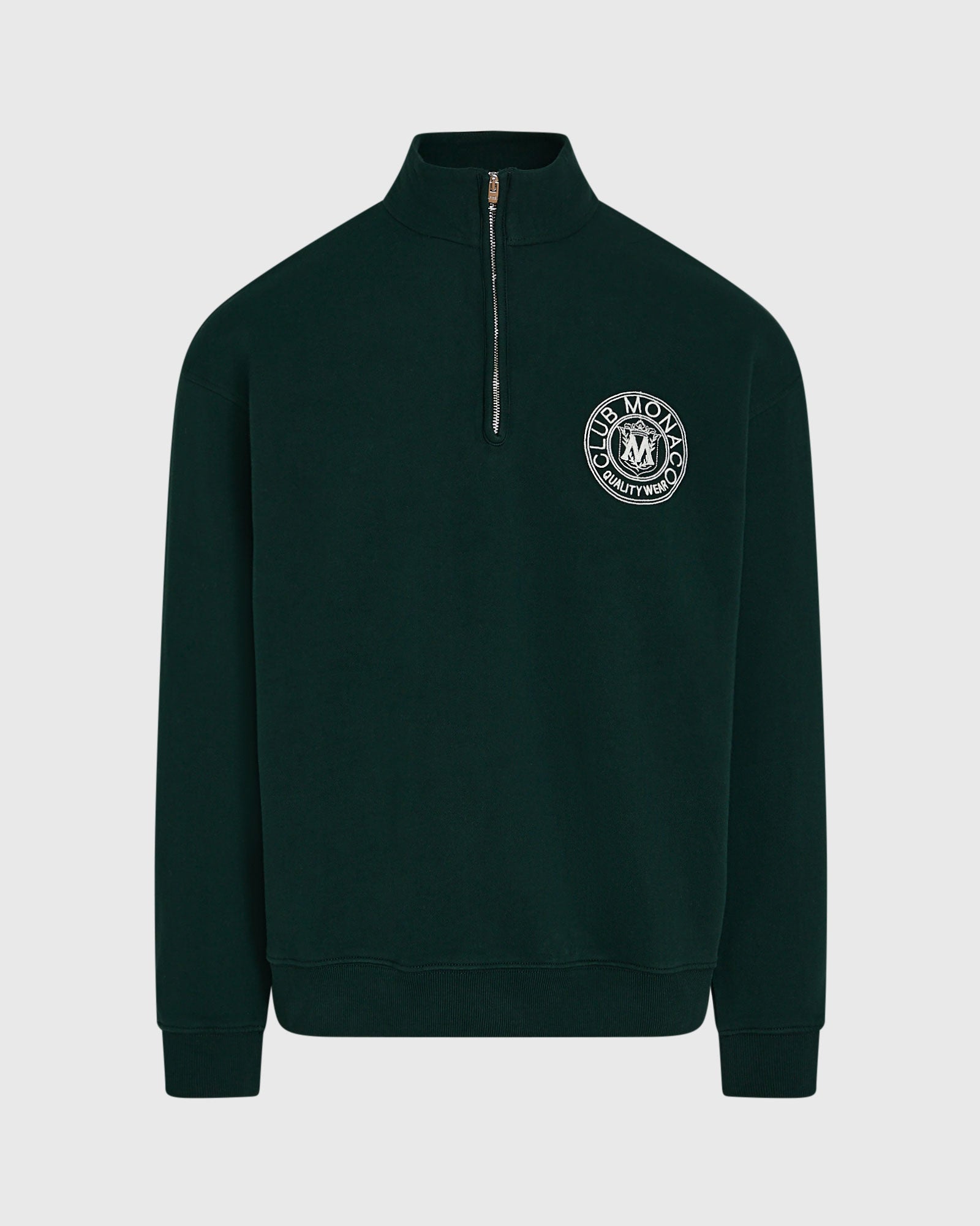 CLUB MONACO - Chandail Écusson glissière un quart - Vert