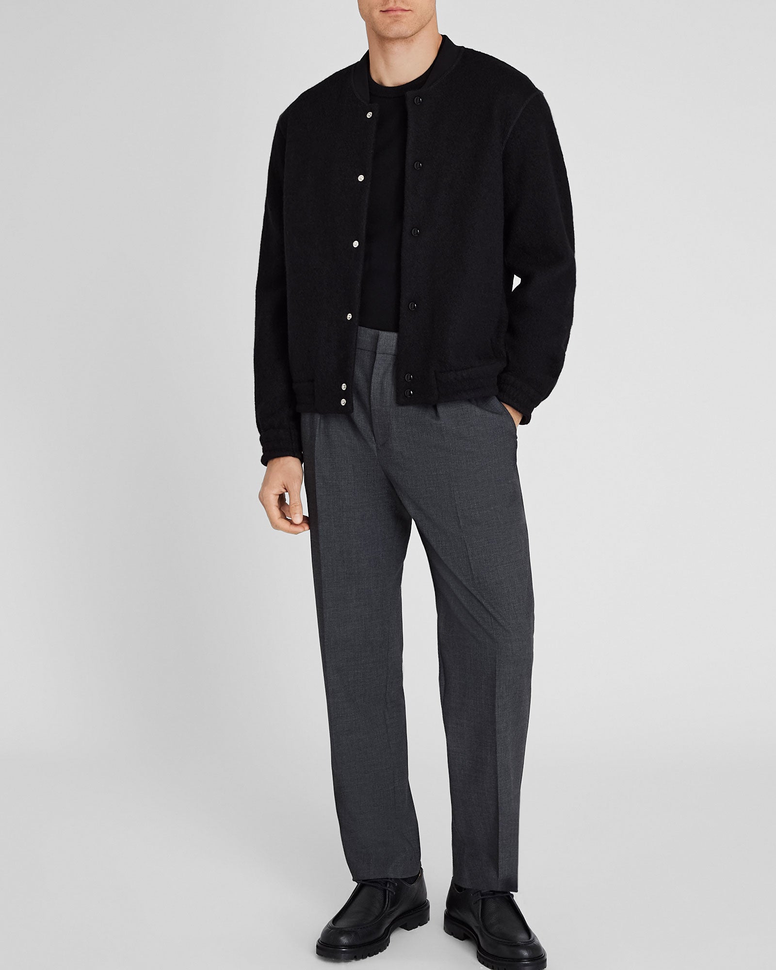CLUB MONACO - Felted Wool Bomber Jacket - Black Base