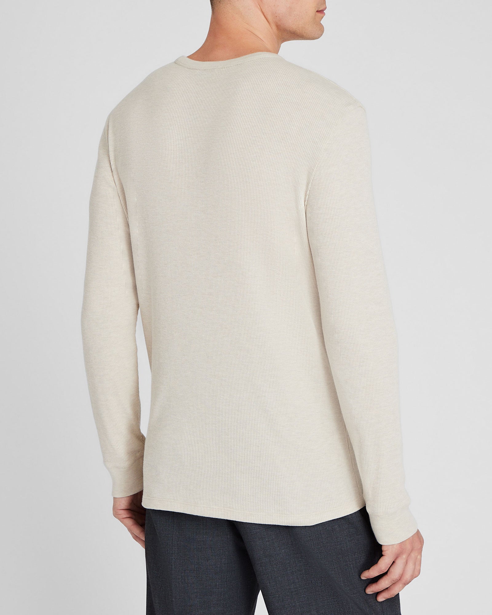 CLUB MONACO - Chandail gaufré à manches longues - Avoine Chinée