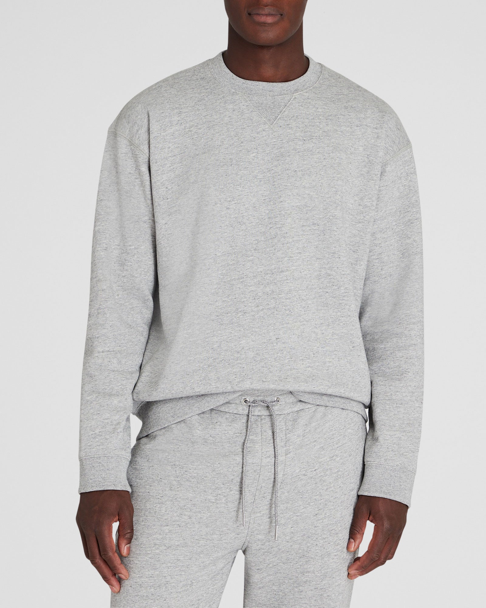CLUB MONACO - Sweat en molleton décontracté à col rond - Gris Chiné Clair
