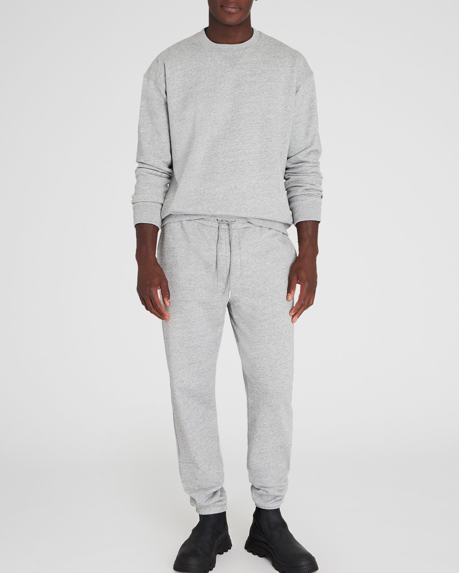 CLUB MONACO - Sweat en molleton décontracté à col rond - Gris Chiné Clair