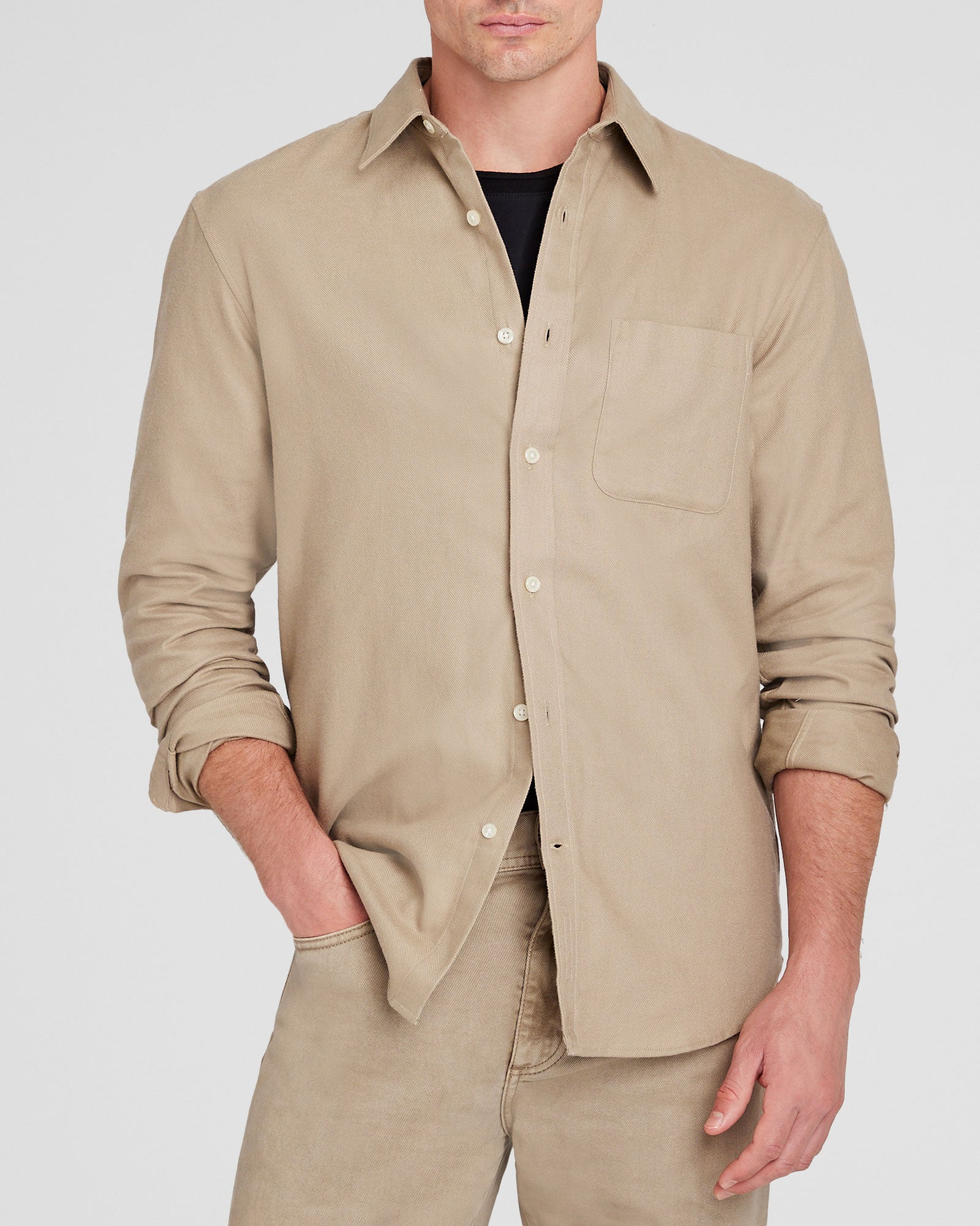 CLUB MONACO - Chemise légère en flanelle unie - Rayure - bleu clair