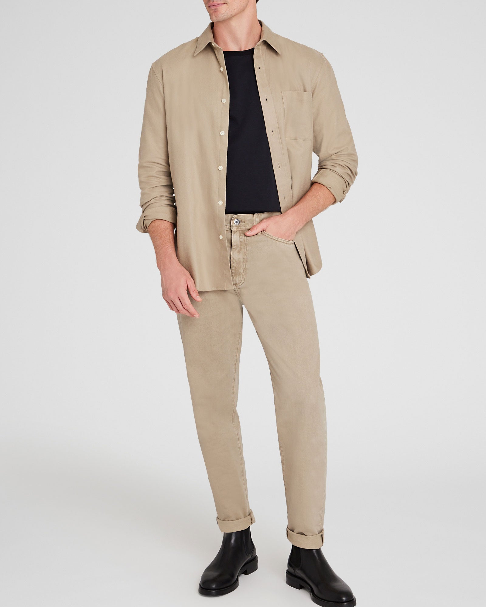CLUB MONACO - Chemise légère en flanelle unie - Rayure - bleu clair
