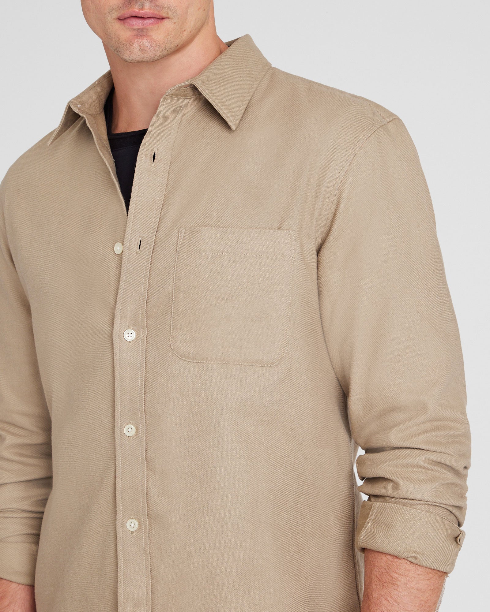 CLUB MONACO - Chemise légère en flanelle unie - Rayure - bleu clair