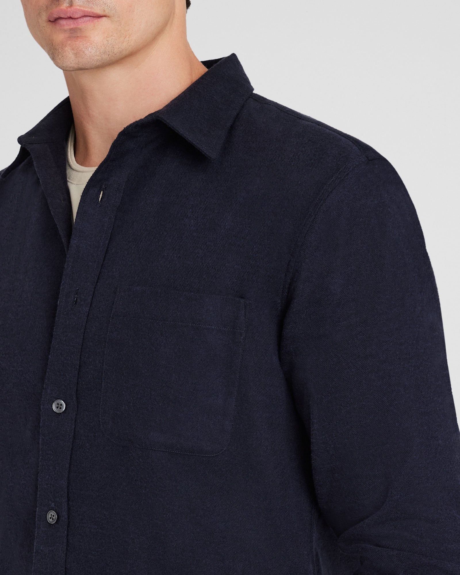 CLUB MONACO - Chemise légère en flanelle unie - Marine