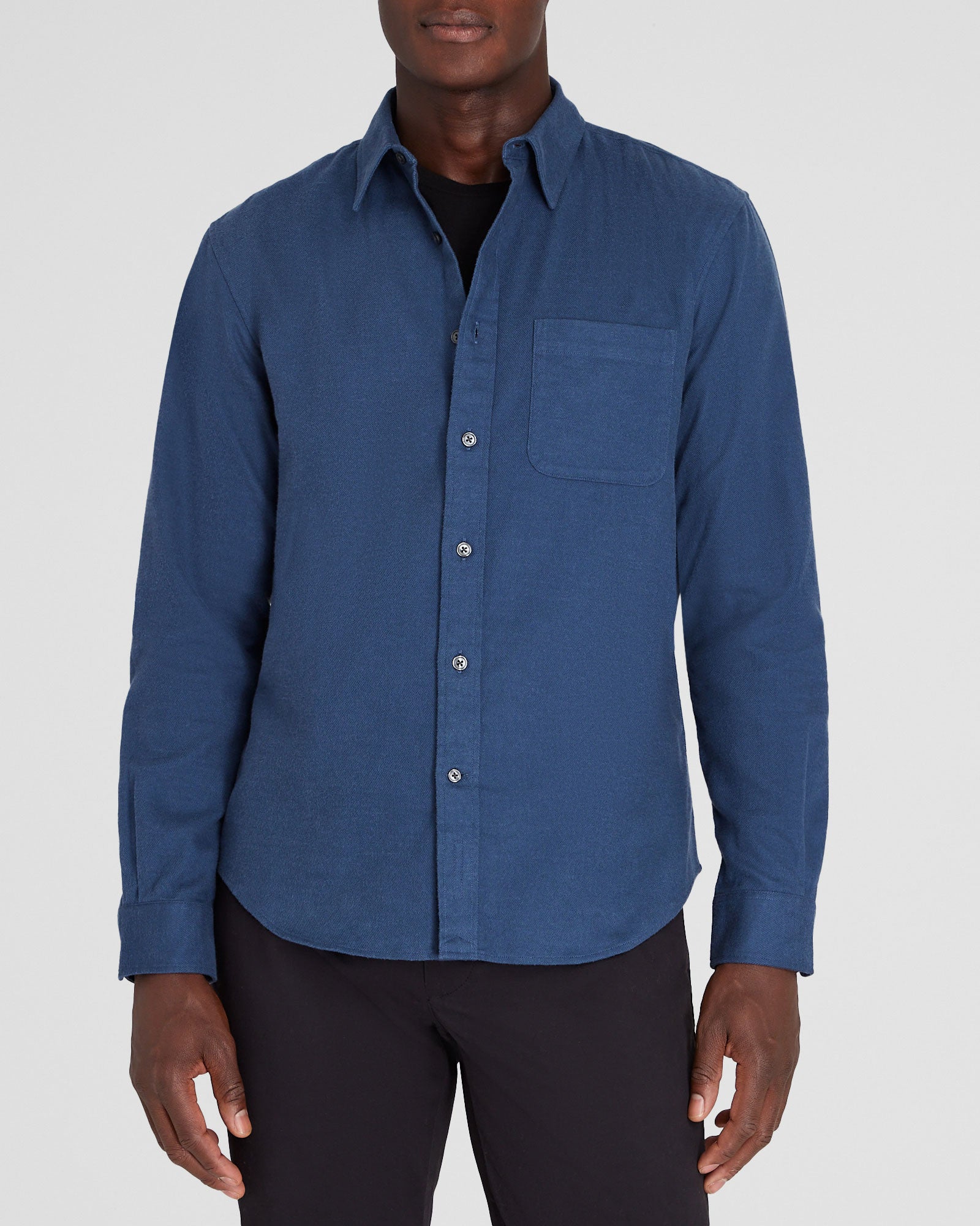CLUB MONACO - Solid Lightweight Flannel Shirt - Denim