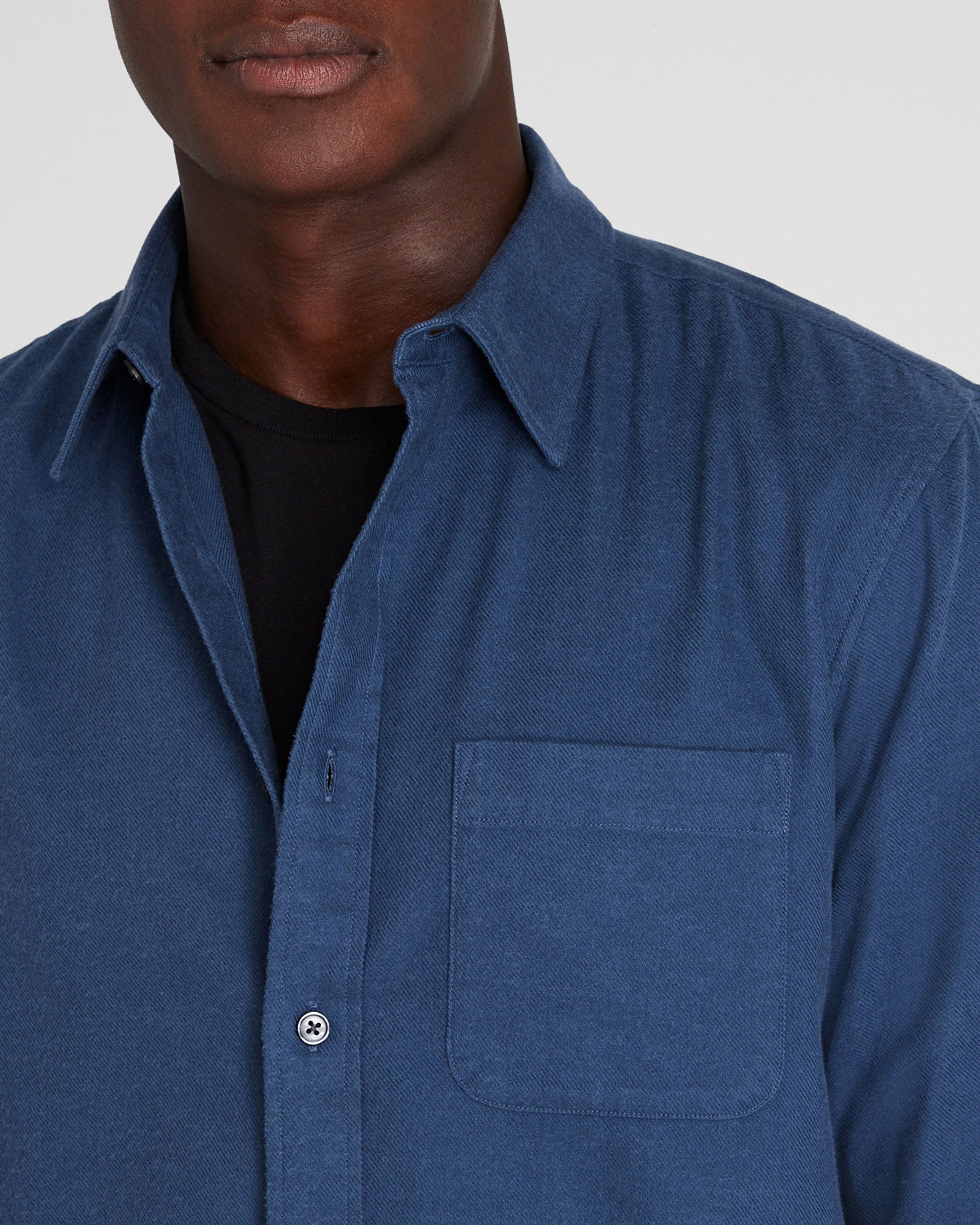 CLUB MONACO - Solid Lightweight Flannel Shirt - Denim