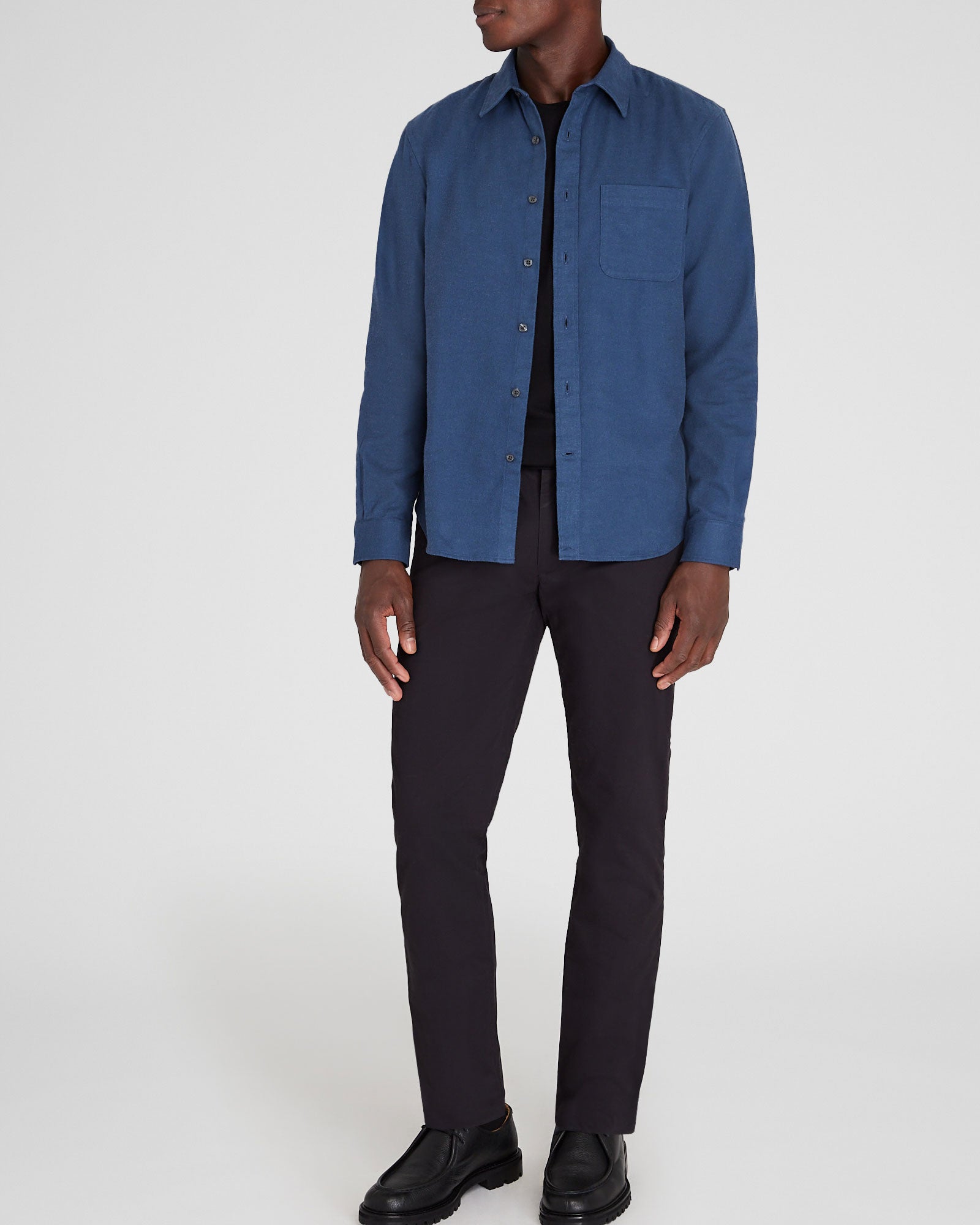 CLUB MONACO - Solid Lightweight Flannel Shirt - Denim