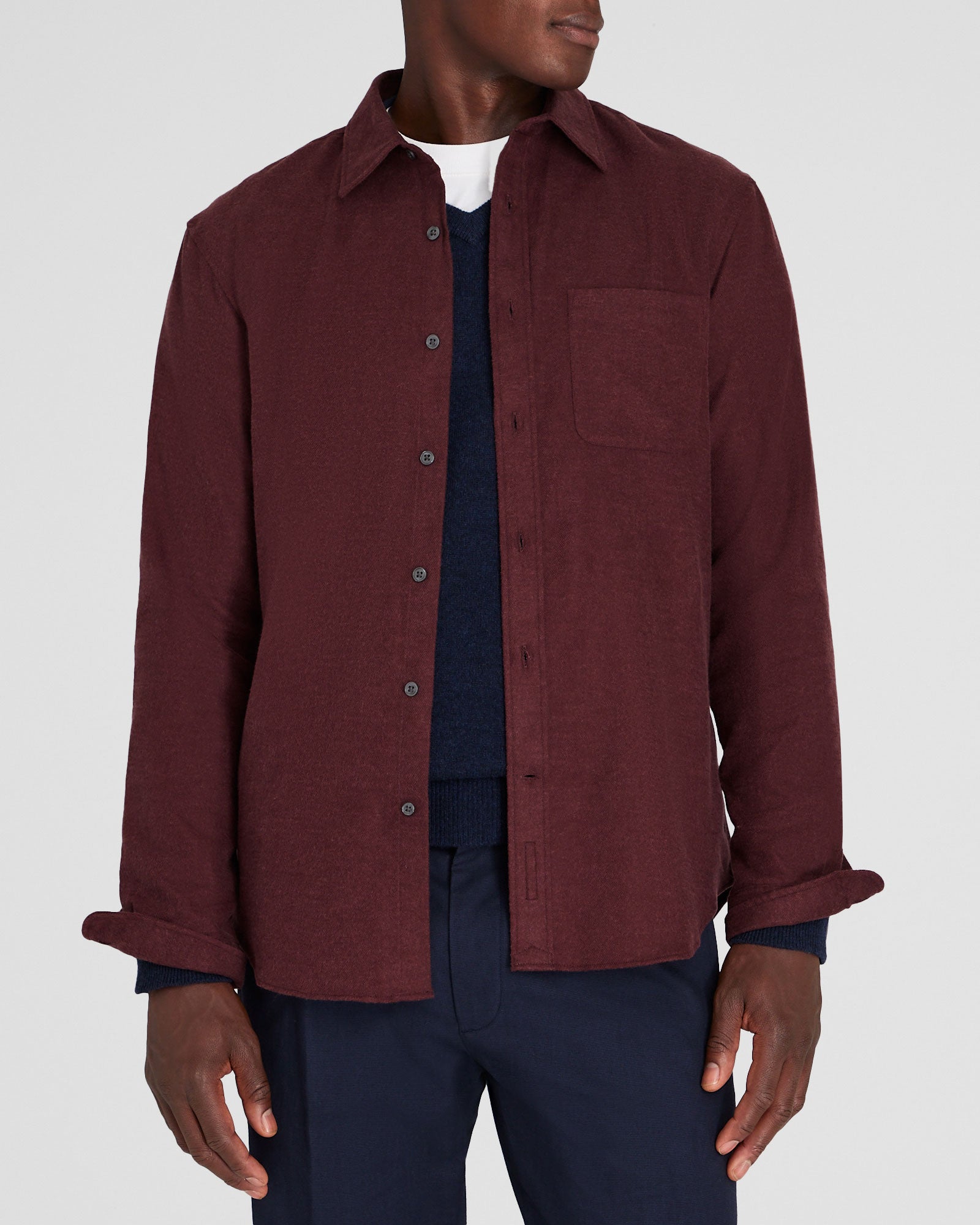 CLUB MONACO - Chemise légère en flanelle unie - Bourgogne