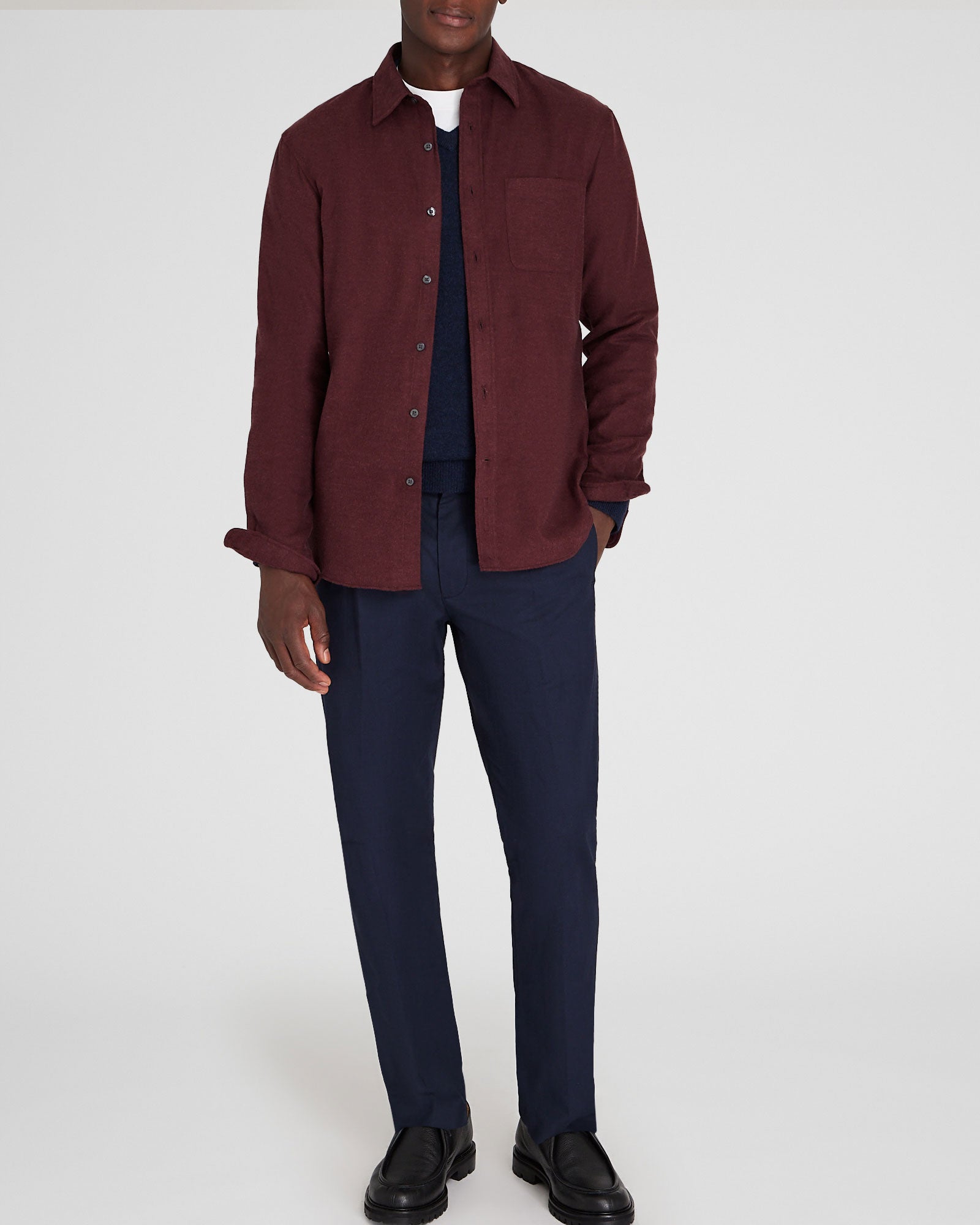 CLUB MONACO - Chemise légère en flanelle unie - Bourgogne