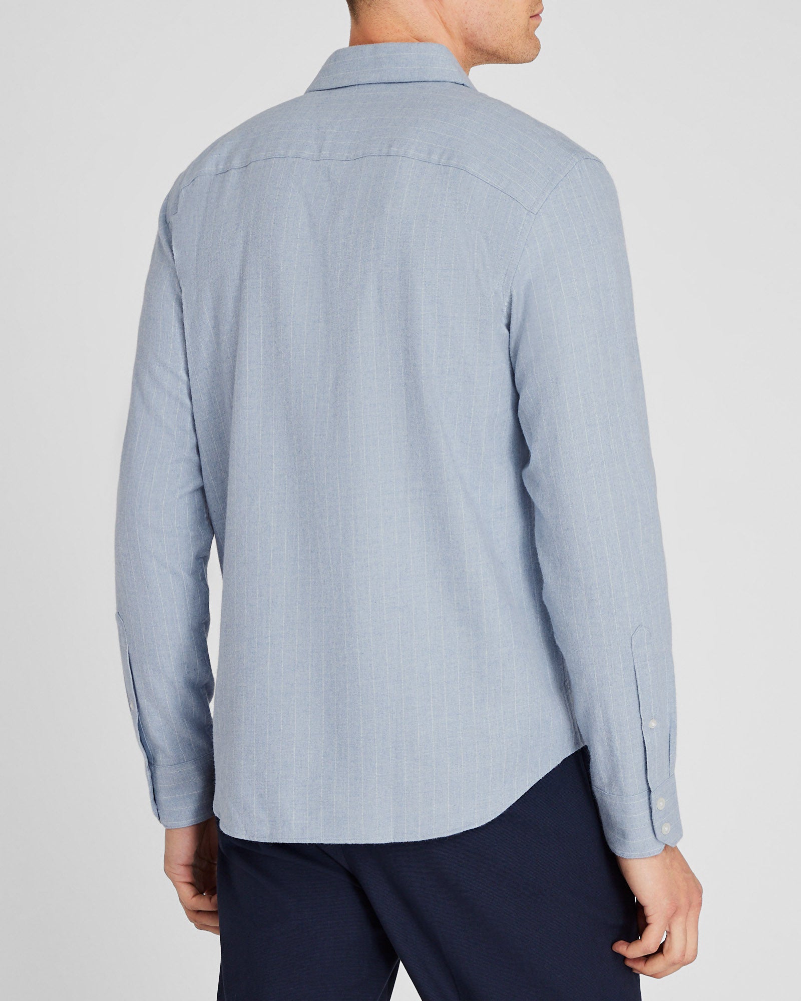 CLUB MONACO - Chemise à fines rayures en sergé - Mélange Bleu