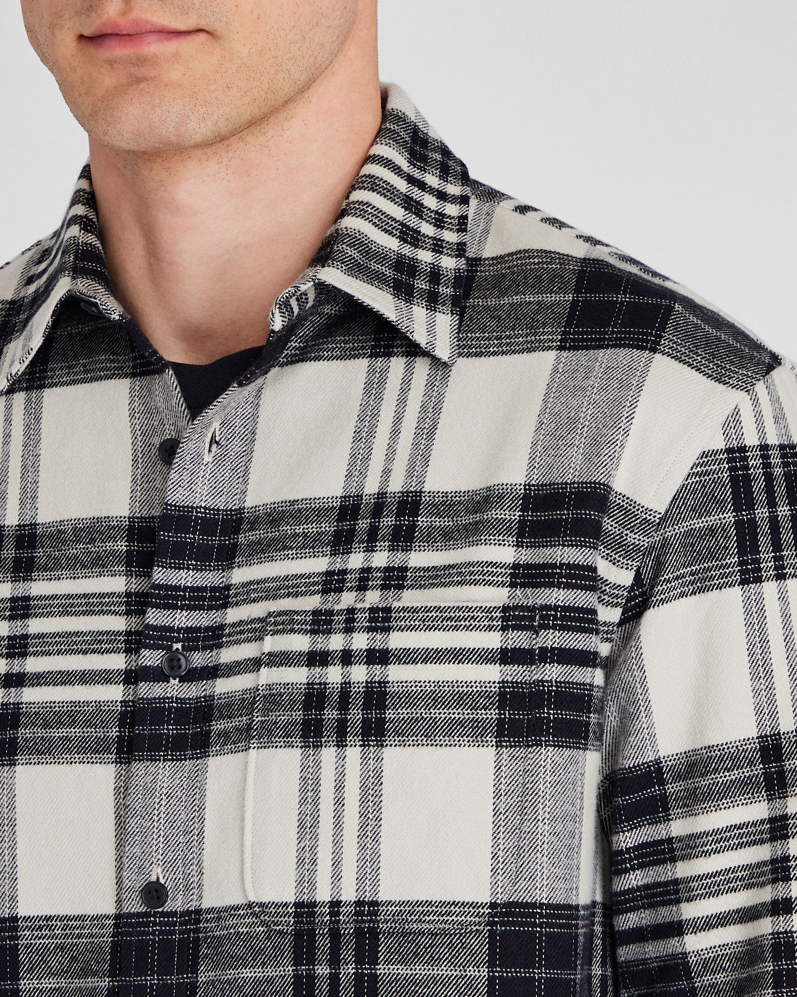 CLUB MONACO - Chemise en flanelle épaisse à carreaux - Mélange d’avoine
