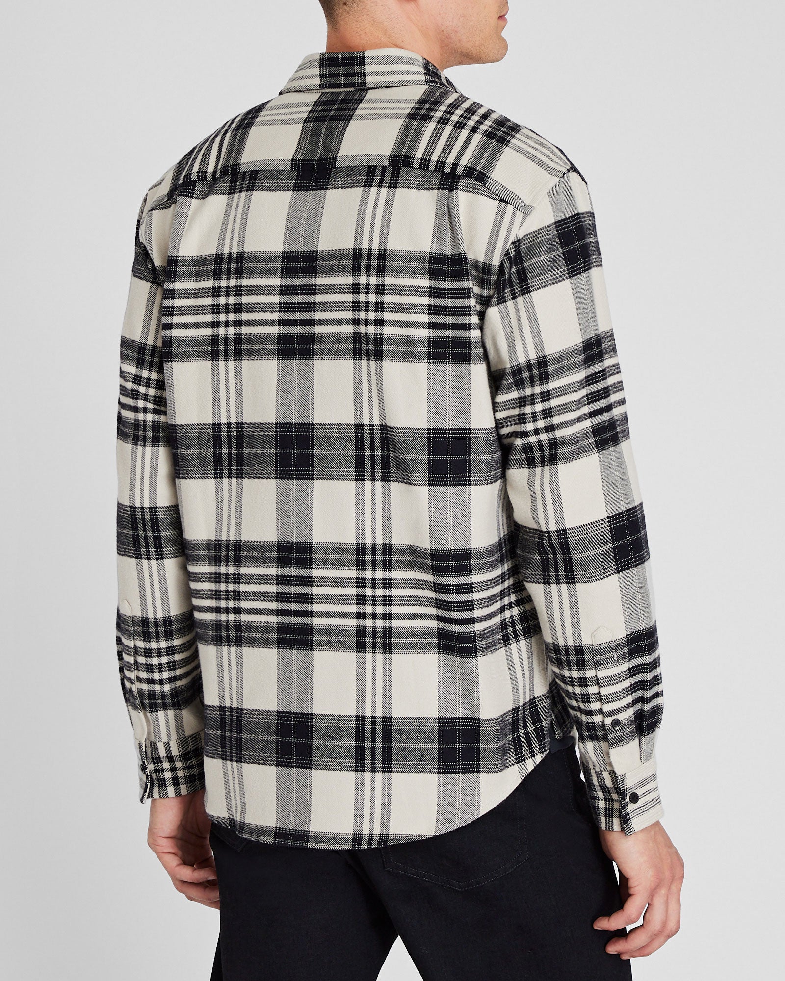 CLUB MONACO - Chemise en flanelle épaisse à carreaux - Mélange d’avoine