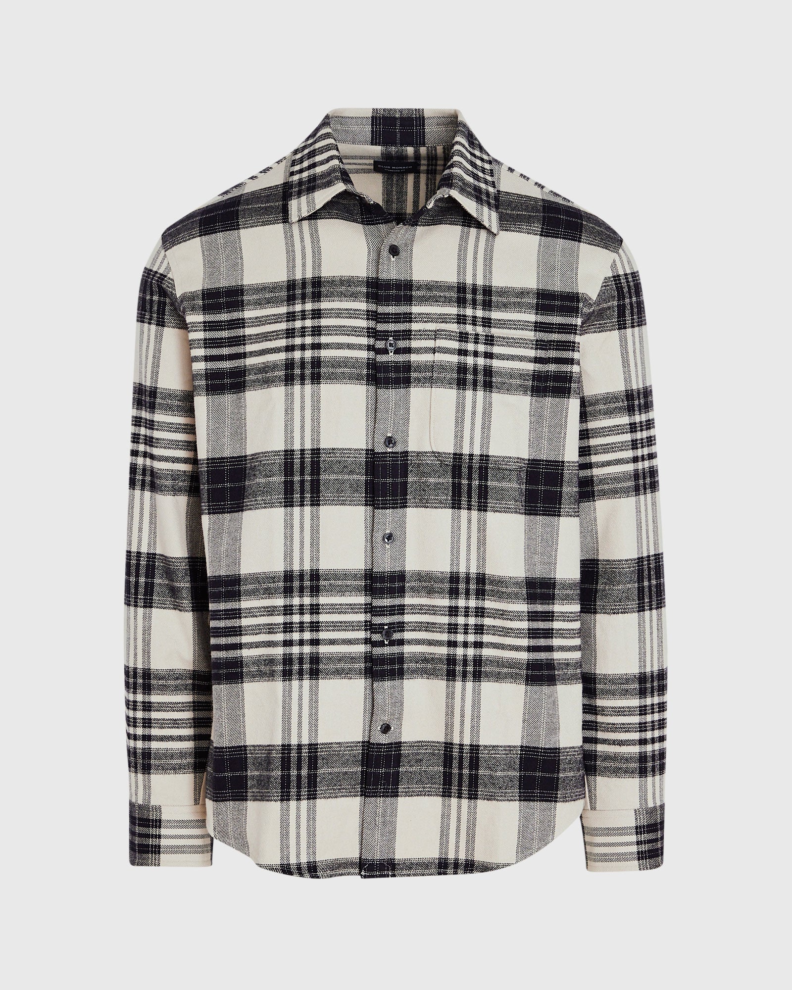 CLUB MONACO - Chemise en flanelle épaisse à carreaux - Mélange d’avoine