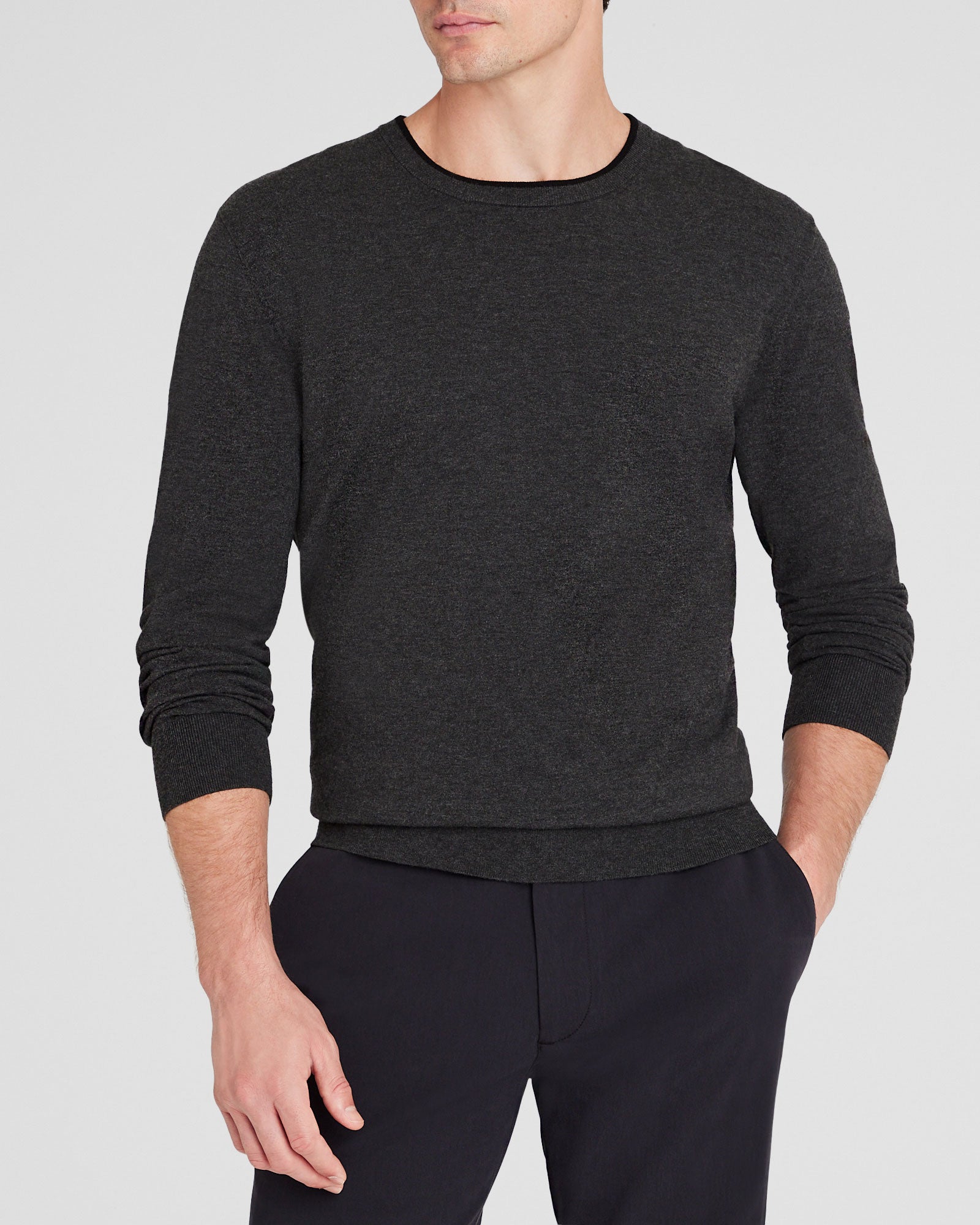 CLUB MONACO - Long-Sleeve Tech Crewneck - Dark Charcoal