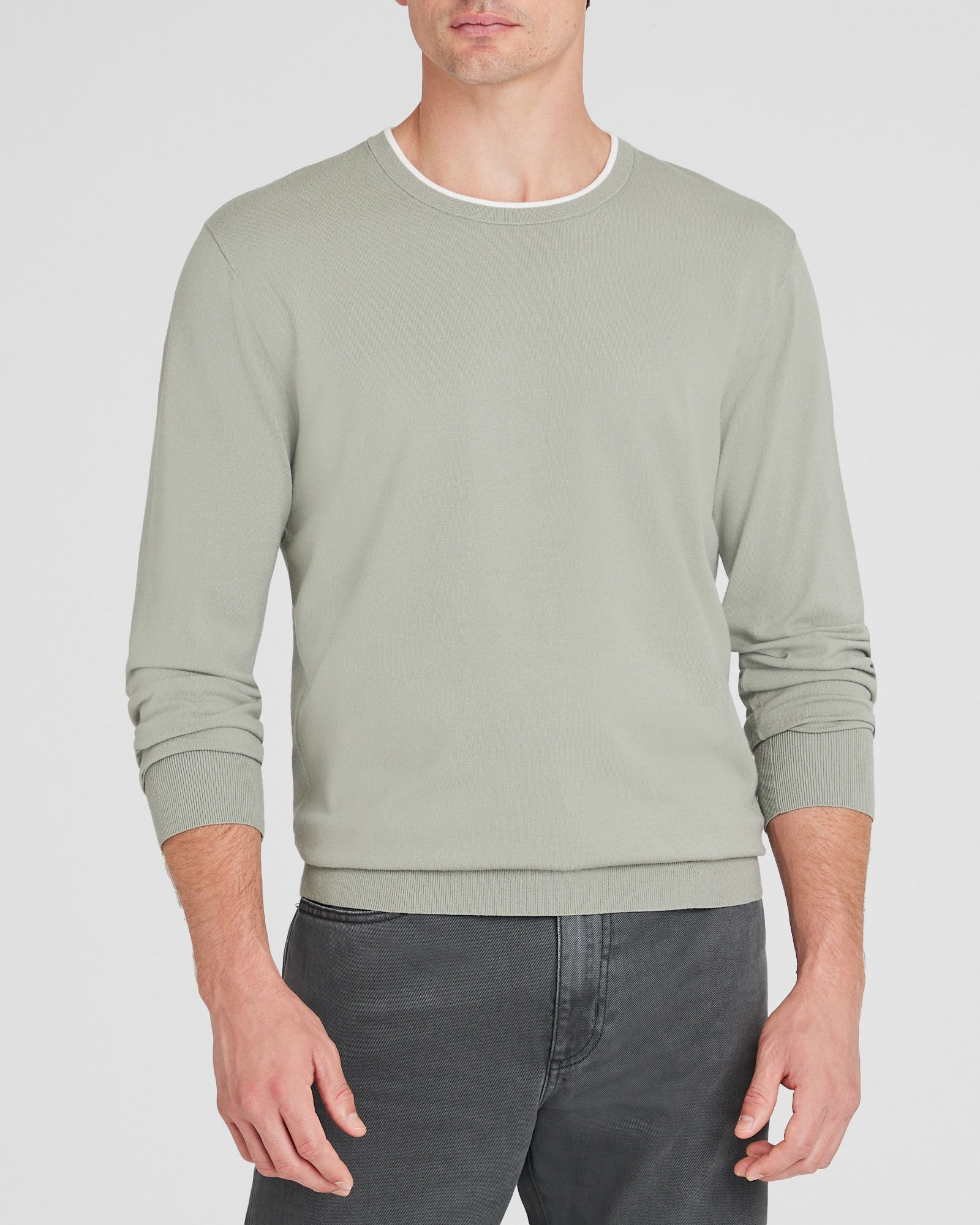CLUB MONACO - T-shirt technique à manches longues et col rond - Sage