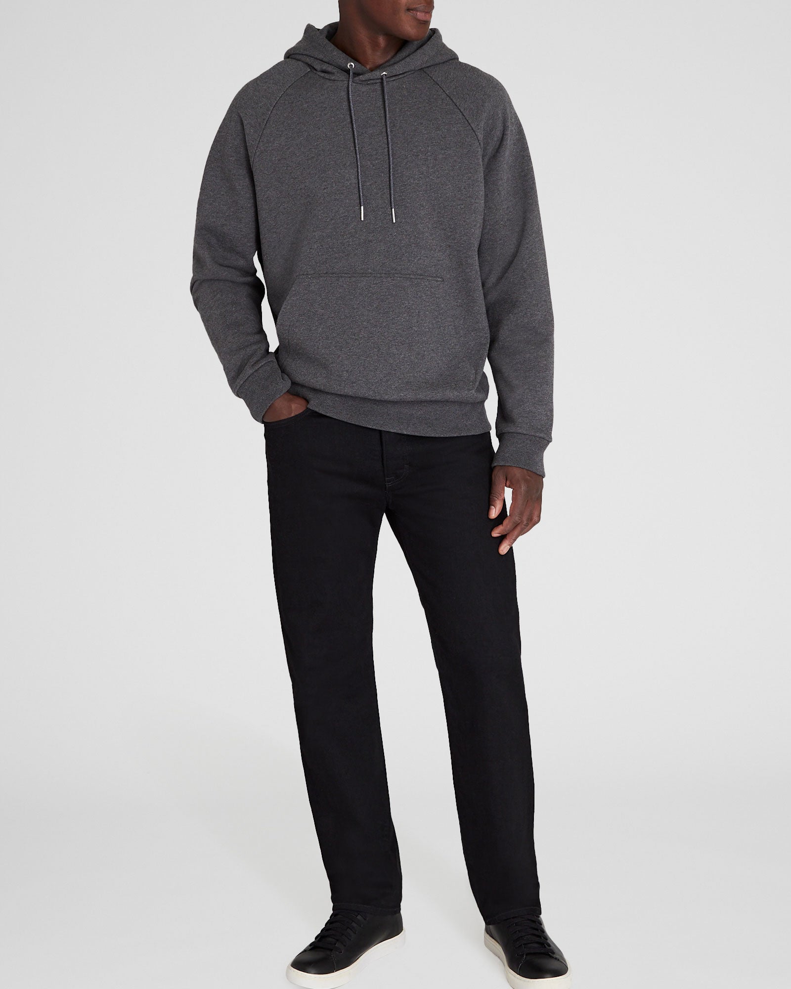 CLUB MONACO - Relaxed Classic Terry Hoodie - Black Heather Grey