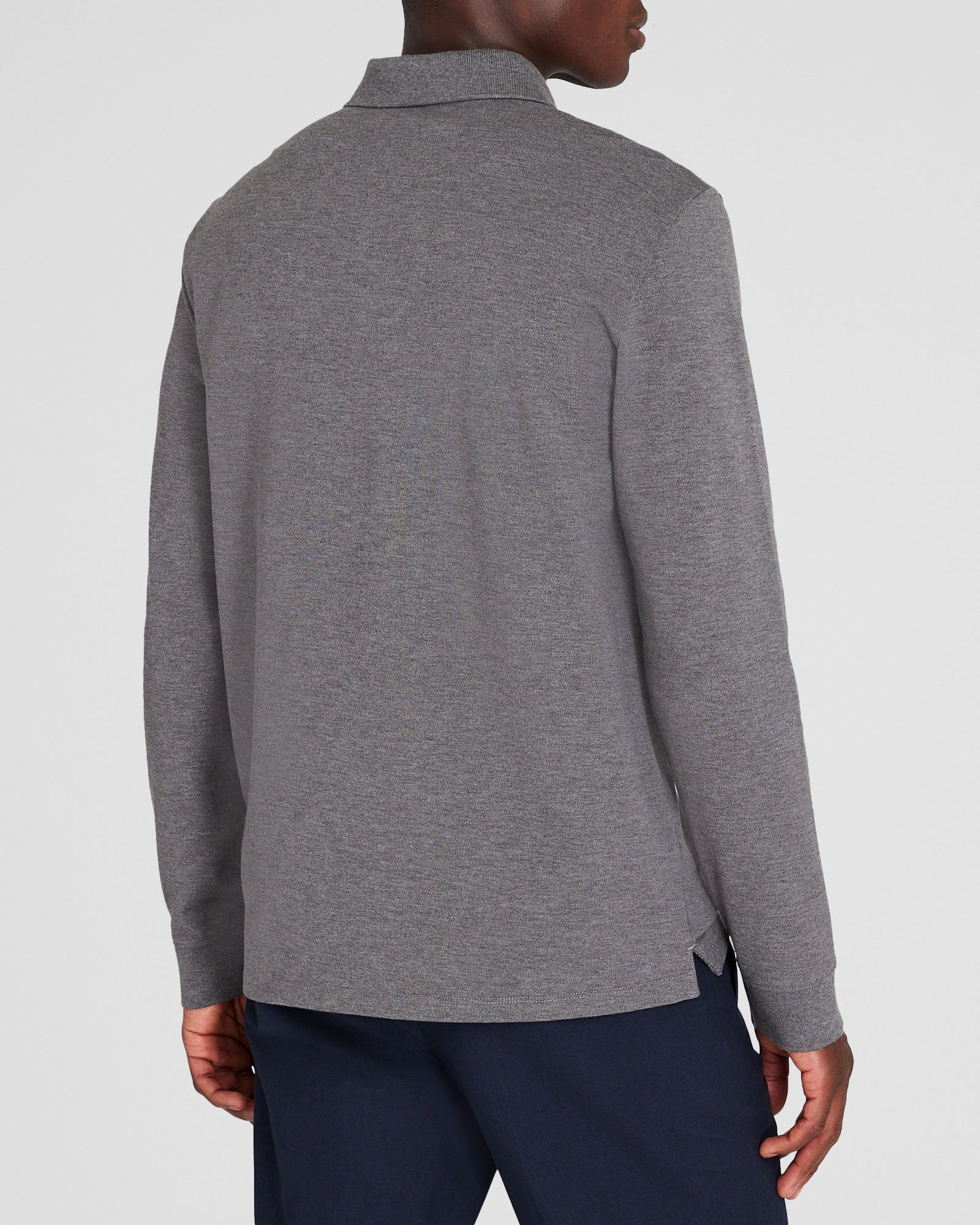 CLUB MONACO - Long-Sleeve Heathered Piqué Polo - Salt and Pepper Melange