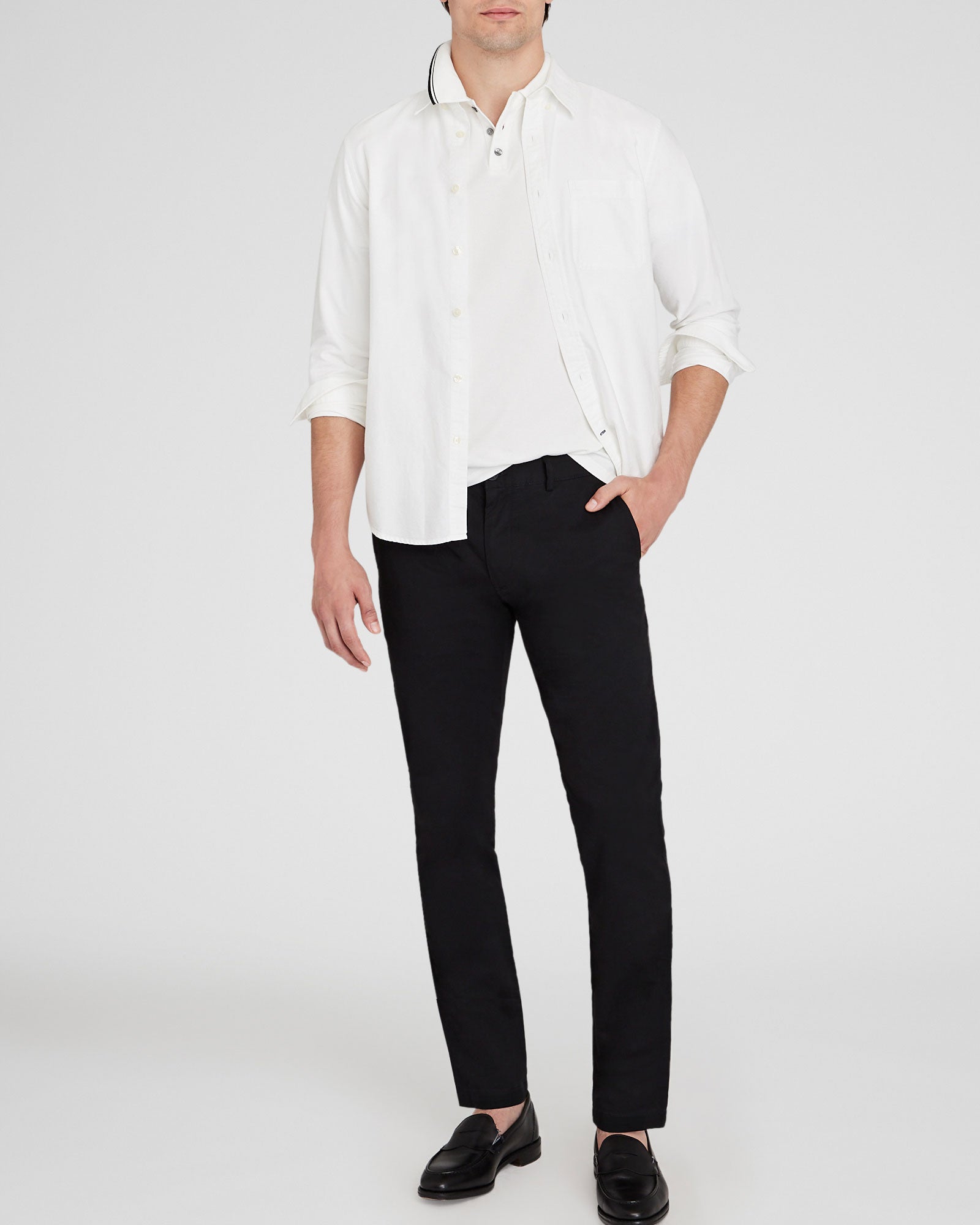 CLUB MONACO - Polo en coton à col bordé - Blanc De Blanc