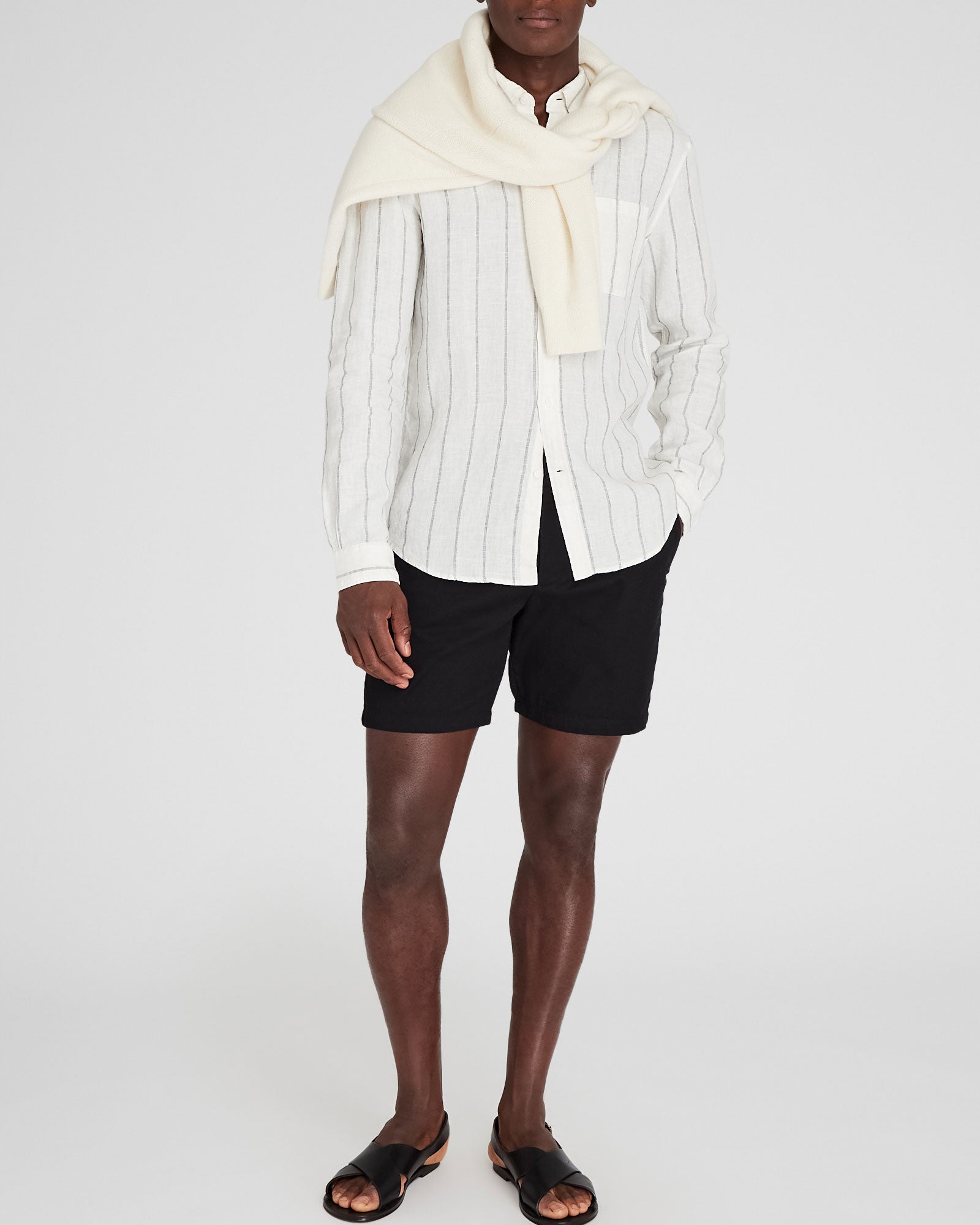 CLUB MONACO - Chemise à rayures à manches longues - Grandes rayures blanches