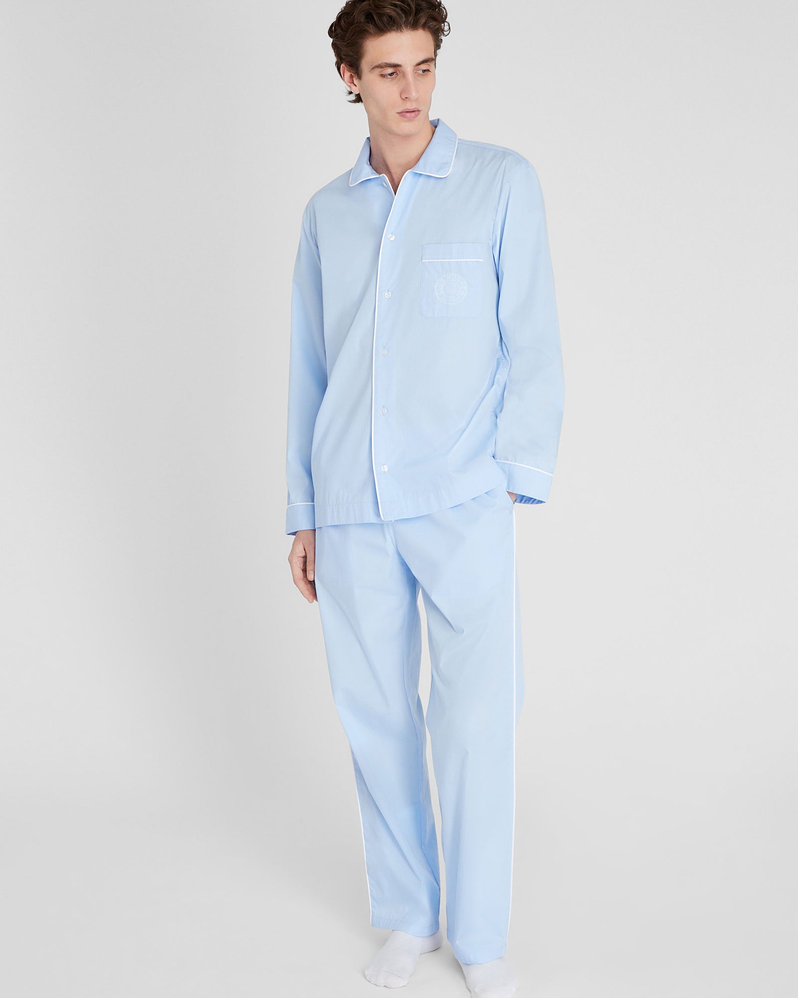 CLUB MONACO - Crest Pajama Set - Light Blue