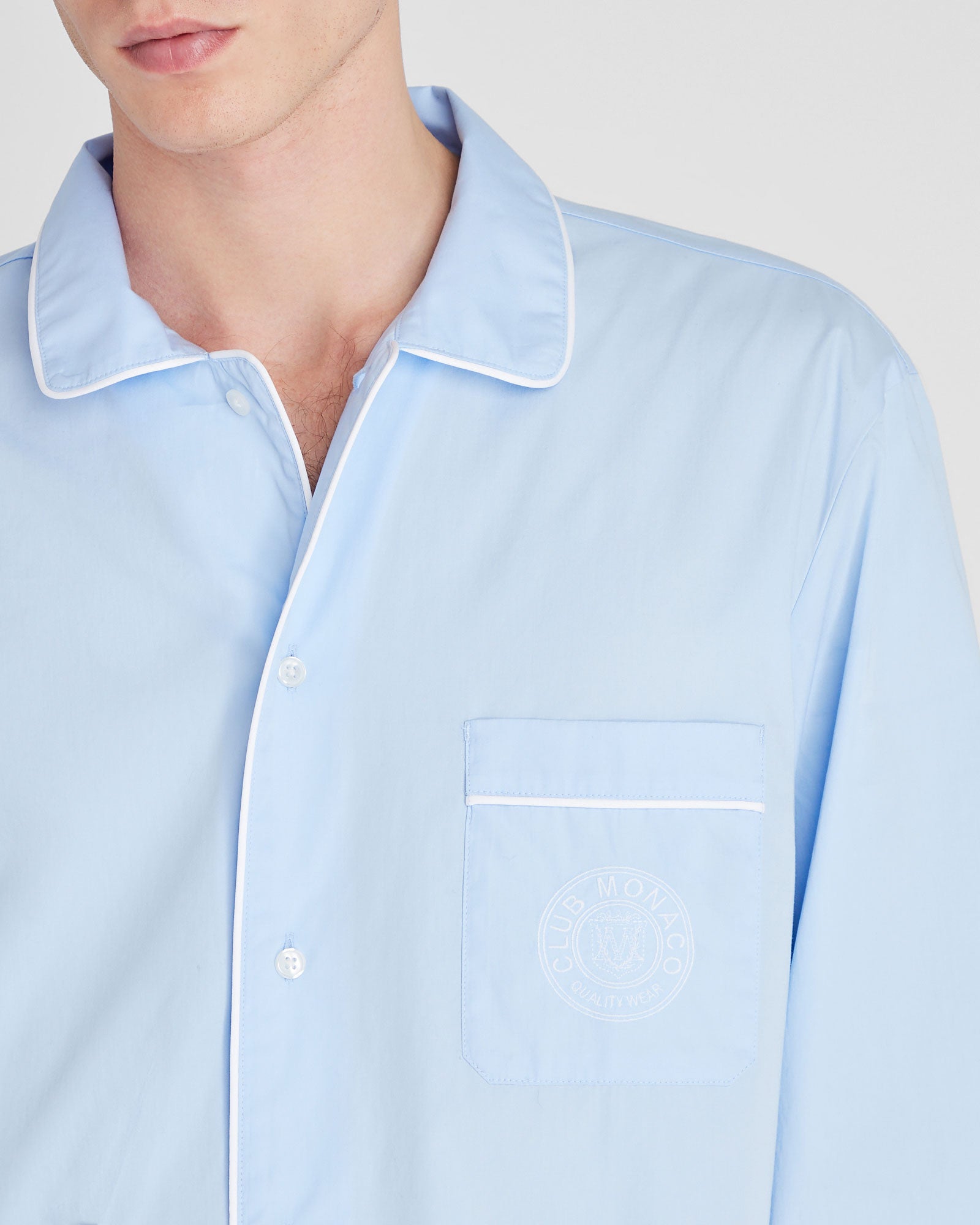 CLUB MONACO - Crest Pajama Set - Light Blue
