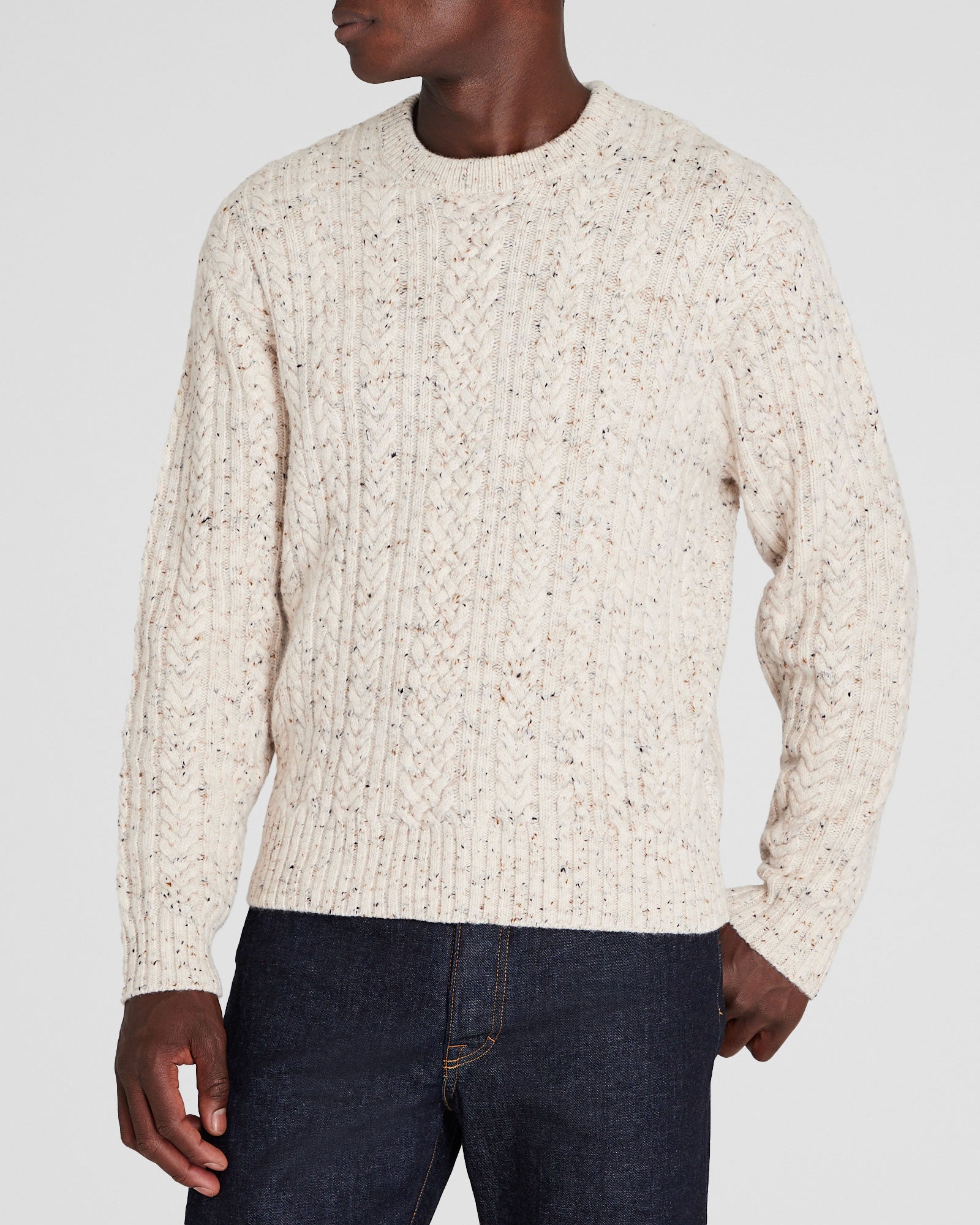 CLUB MONACO - Chandail ras du cou larges torsades - Base De Crème