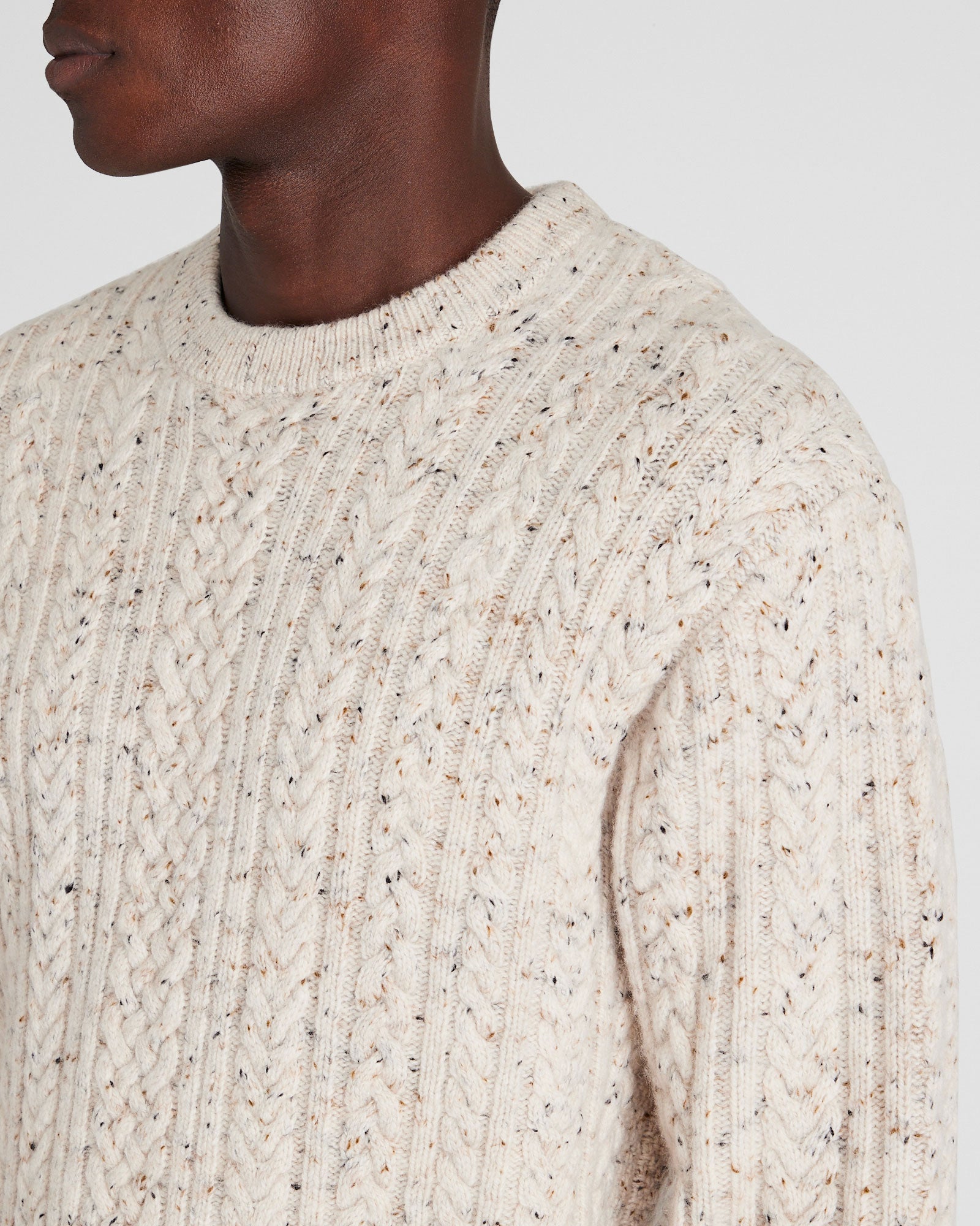 CLUB MONACO - Chandail ras du cou larges torsades - Base De Crème