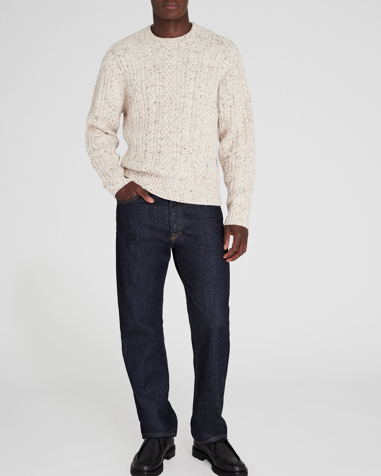 CLUB MONACO - Chandail ras du cou larges torsades - Base De Crème