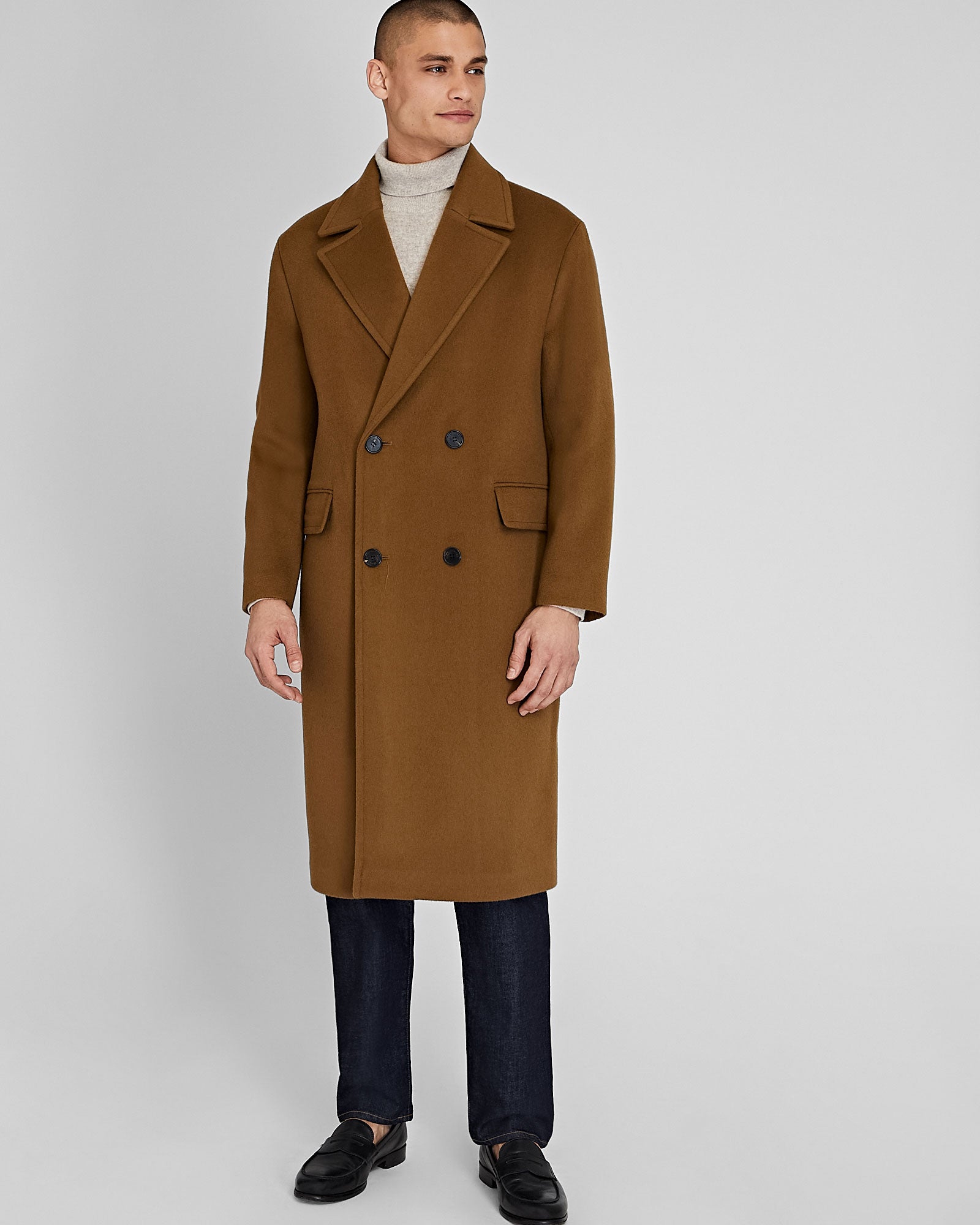 CLUB MONACO - Manteau croisé en laine Capsule - Chameau