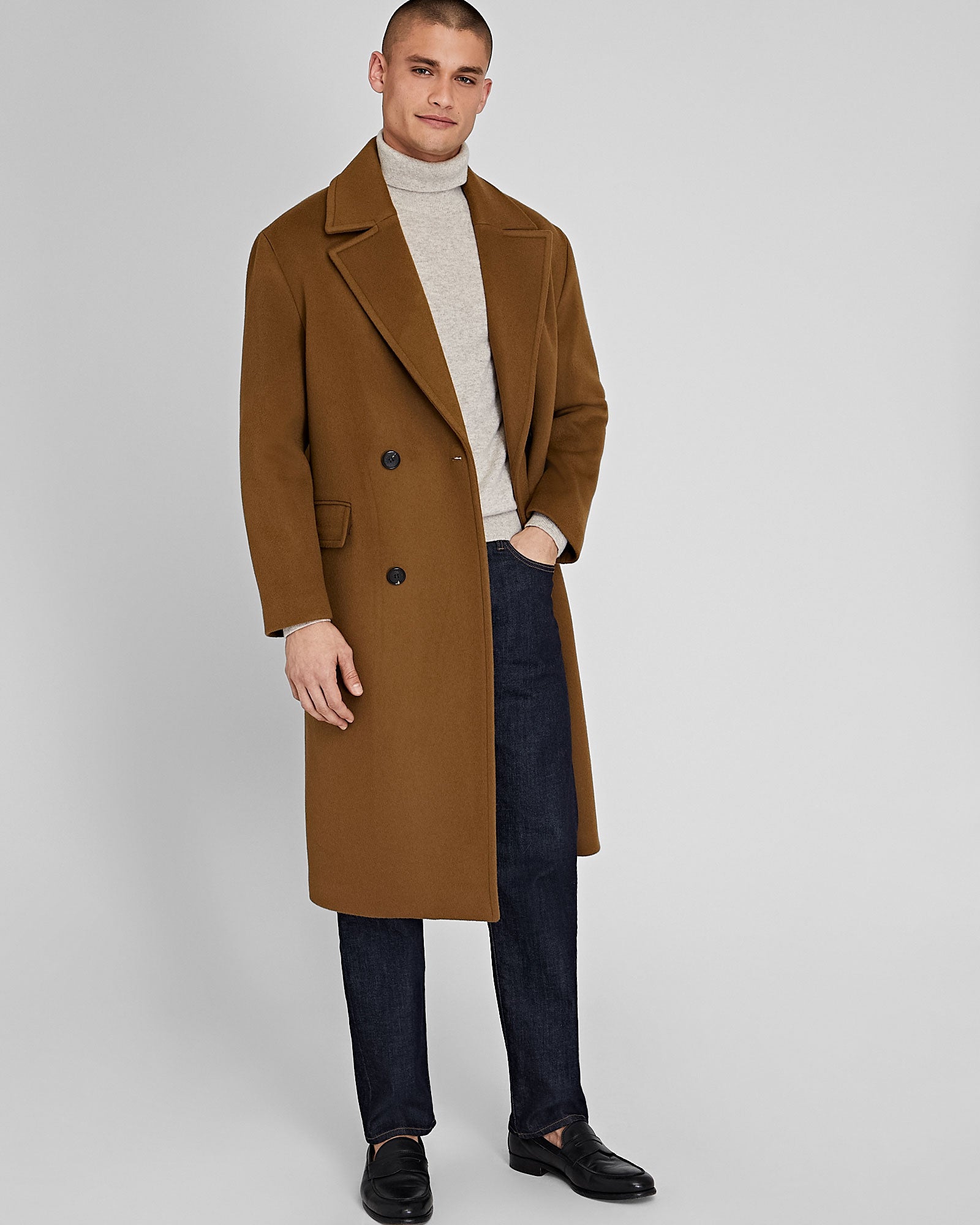 CLUB MONACO - Manteau croisé en laine Capsule - Chameau