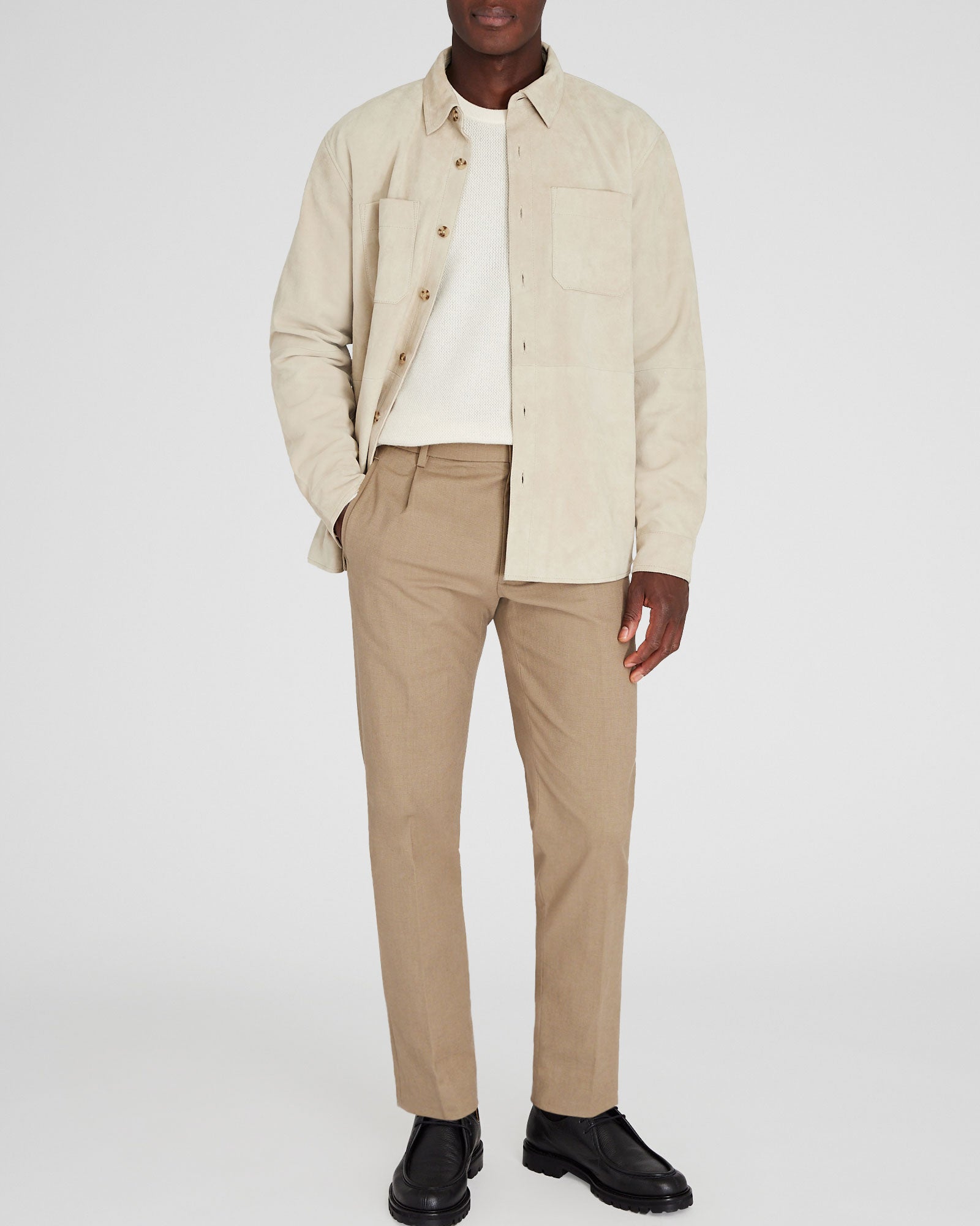 CLUB MONACO - Suede Shirt Jacket - Beige