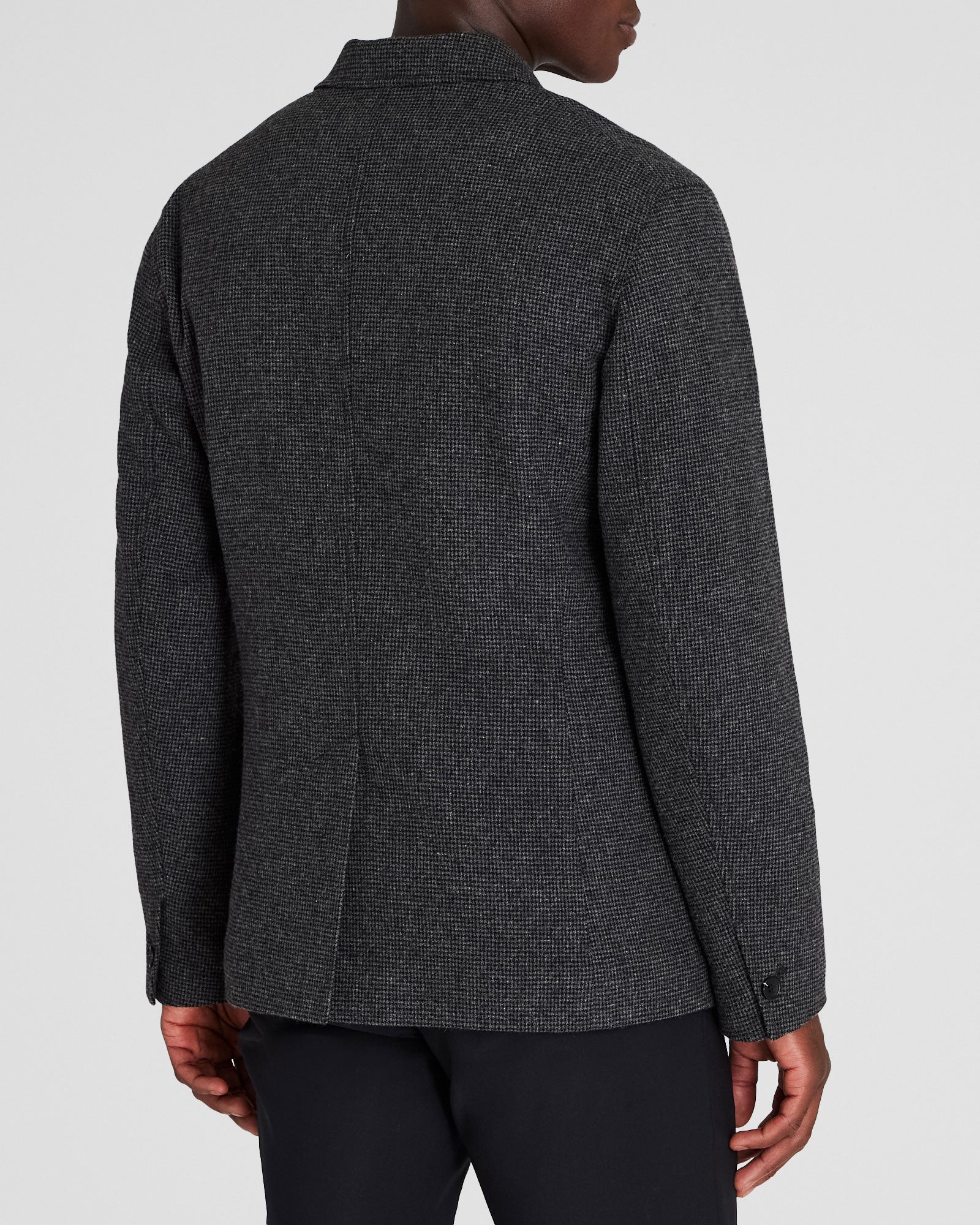 CLUB MONACO - Lightweight Wool Blend Houndstooth Blazer - Black Mix