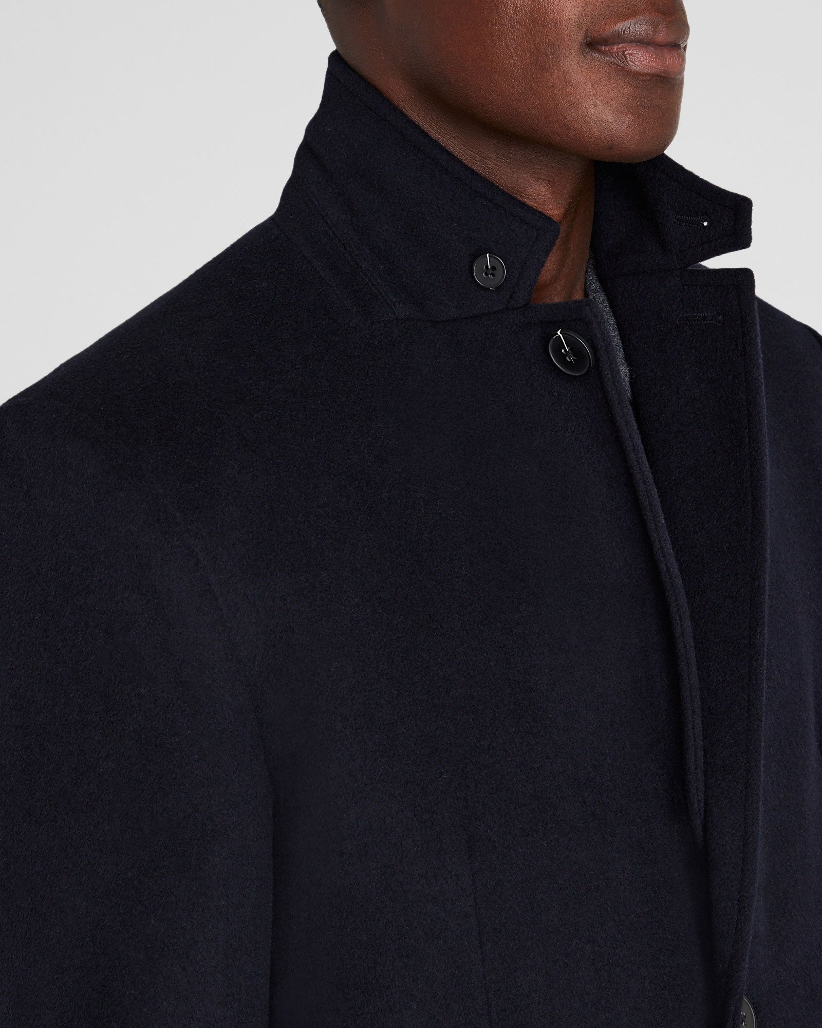 CLUB MONACO - Wool Blend Convertible-Lapel Coat - Navy Mix