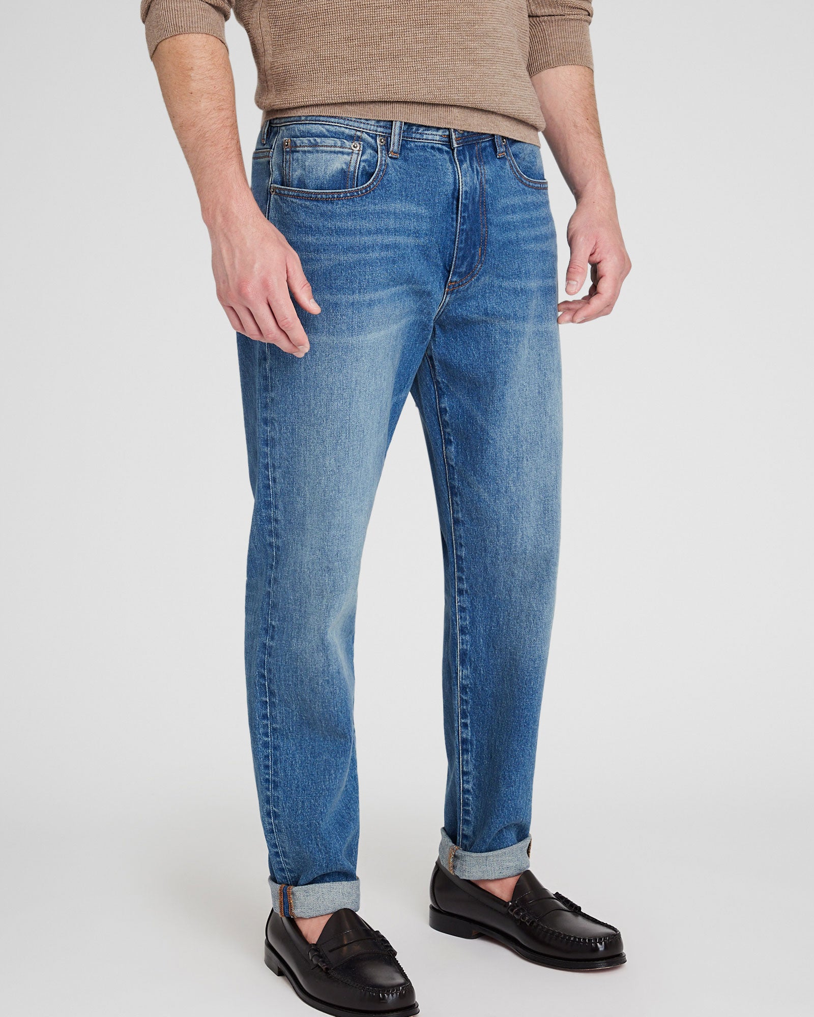 CLUB MONACO - Jeans droits ajustés - Bleu moyen