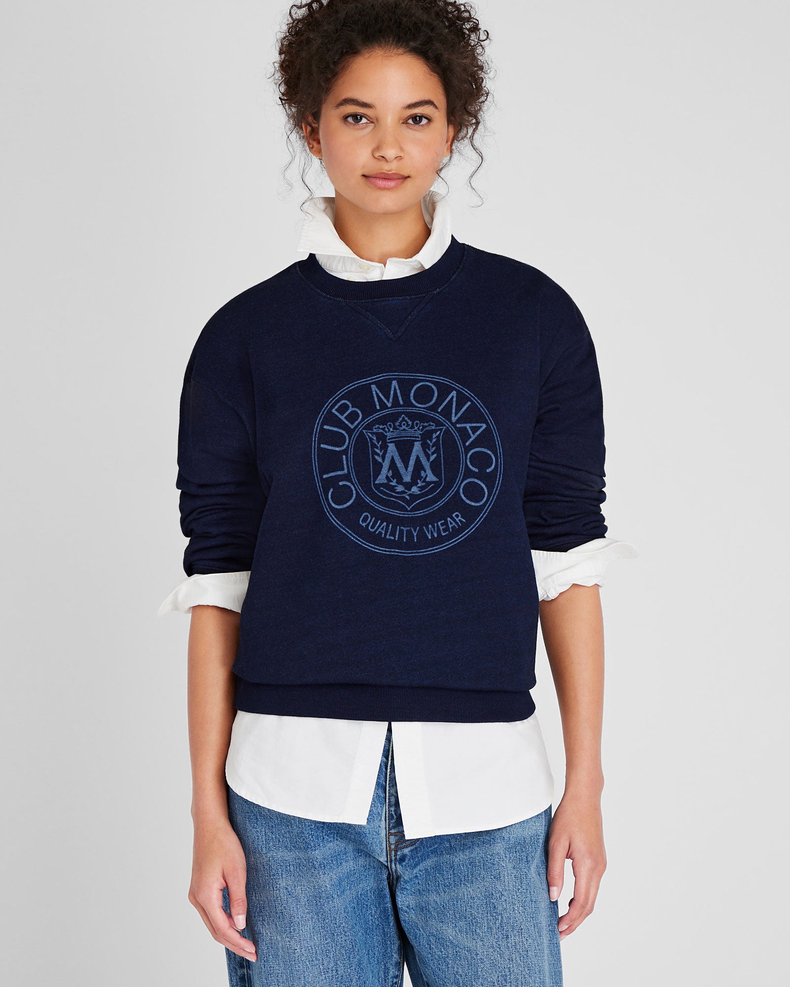 CLUB MONACO - Indigo Crest Crewneck - Dark Blue