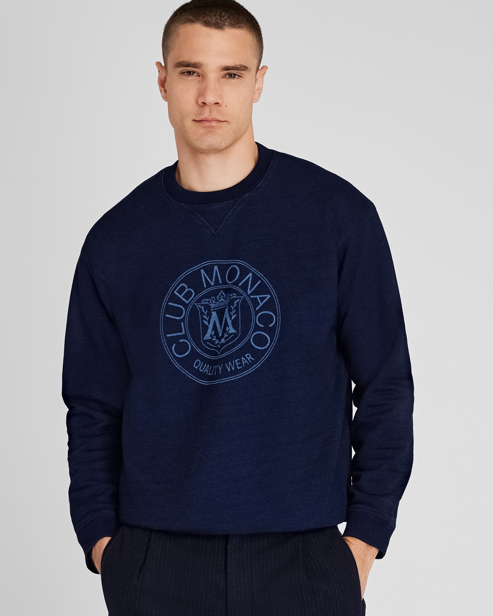 CLUB MONACO - Indigo Crest Crewneck - Dark Blue
