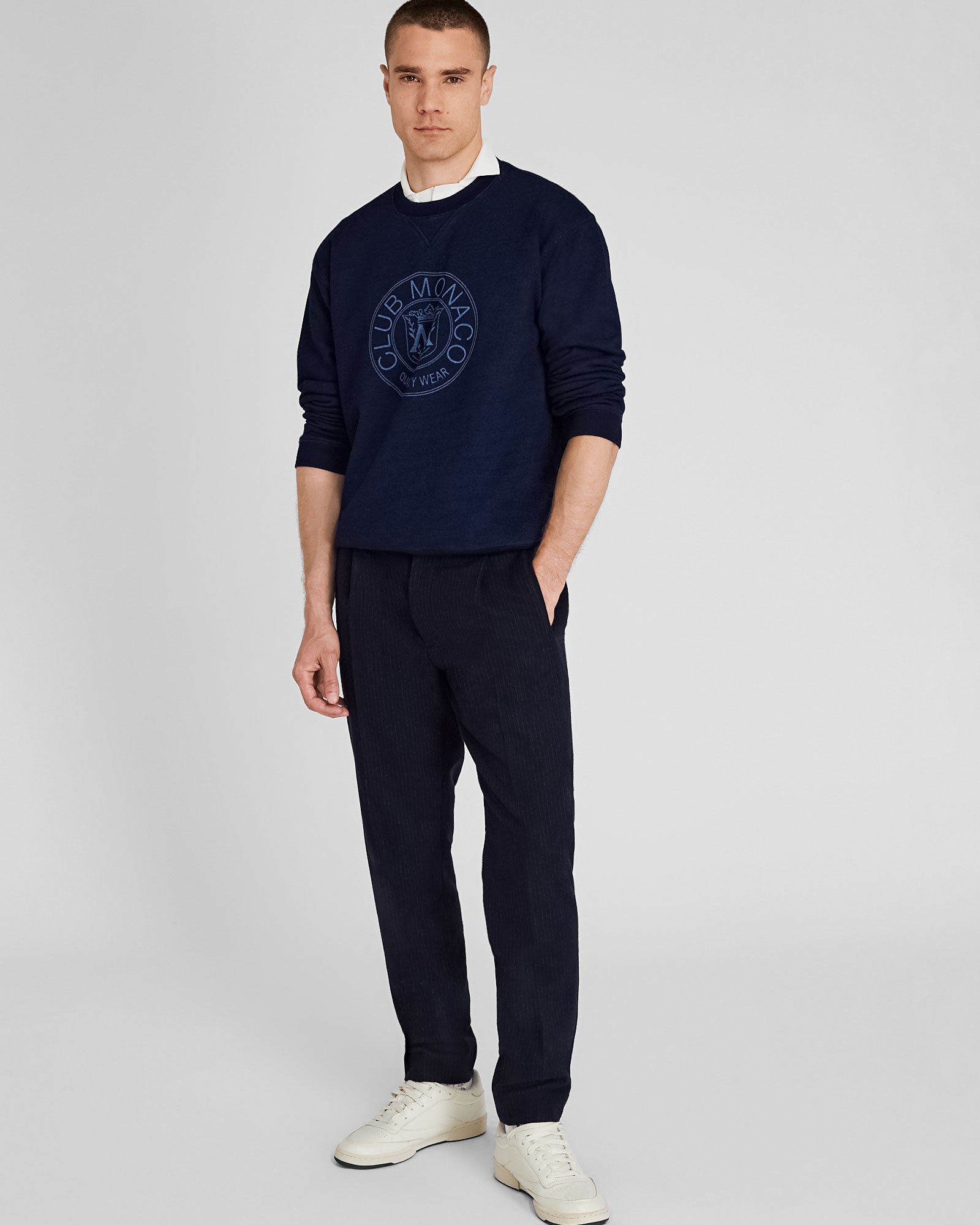 CLUB MONACO - Indigo Crest Crewneck - Dark Blue