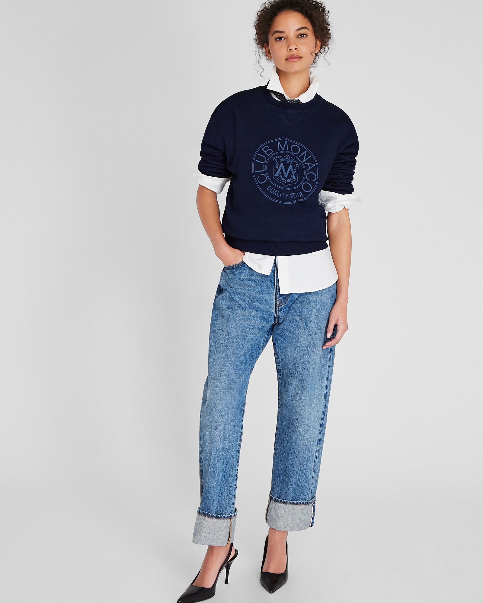 CLUB MONACO - Indigo Crest Crewneck - Dark Blue