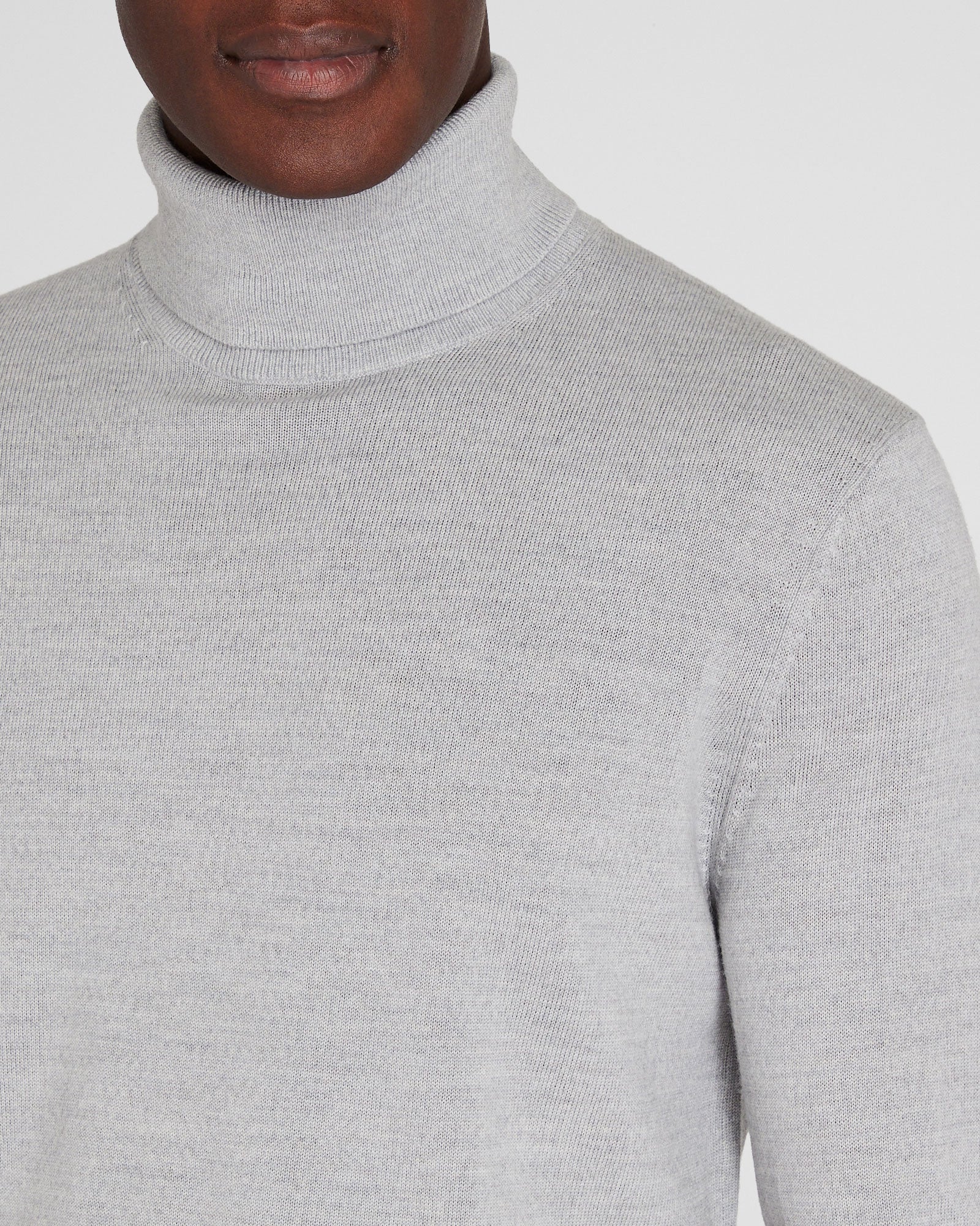 CLUB MONACO - Pull col roulé en laine mérinos - Gris Chiné Clair