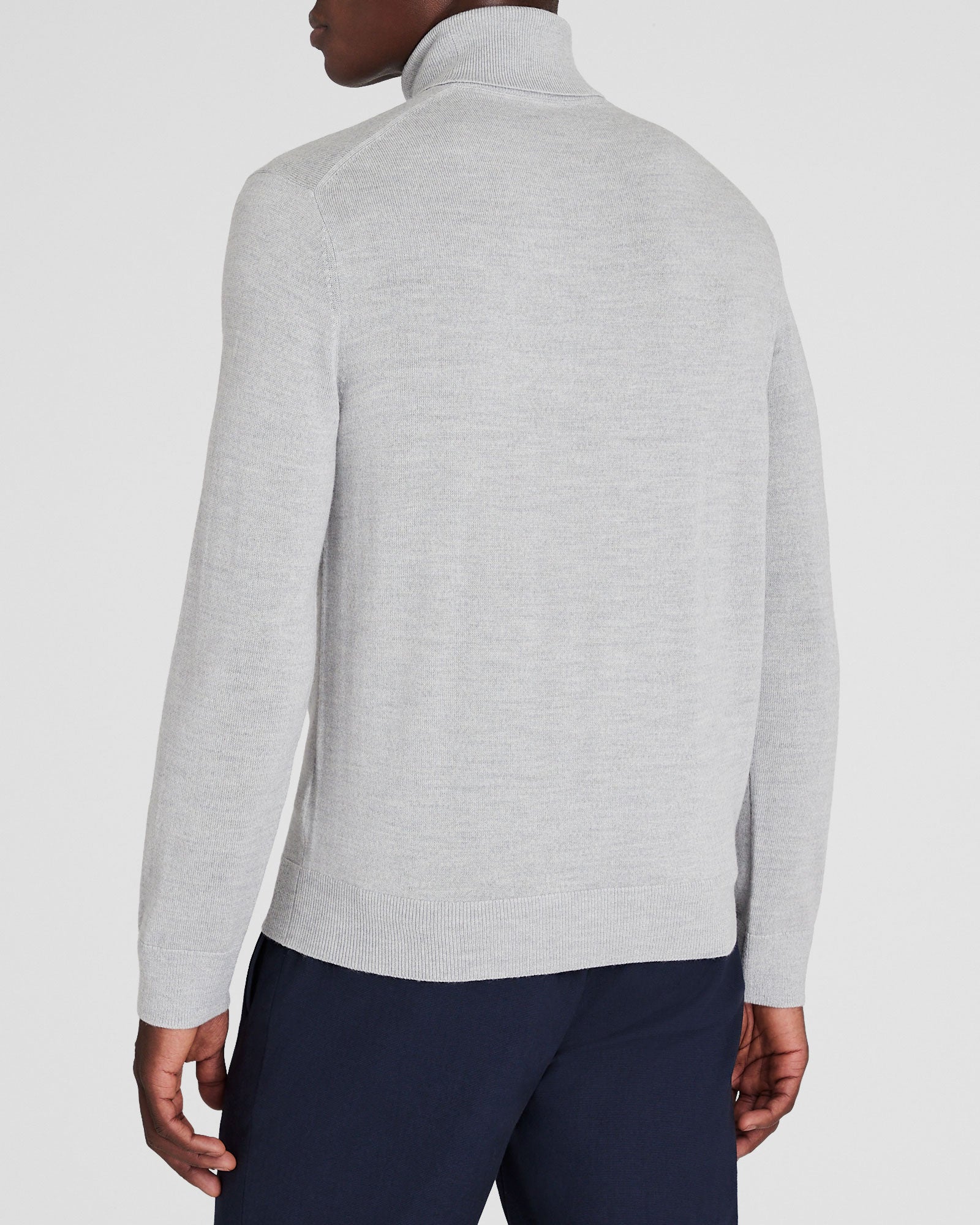 CLUB MONACO - Pull col roulé en laine mérinos - Gris Chiné Clair