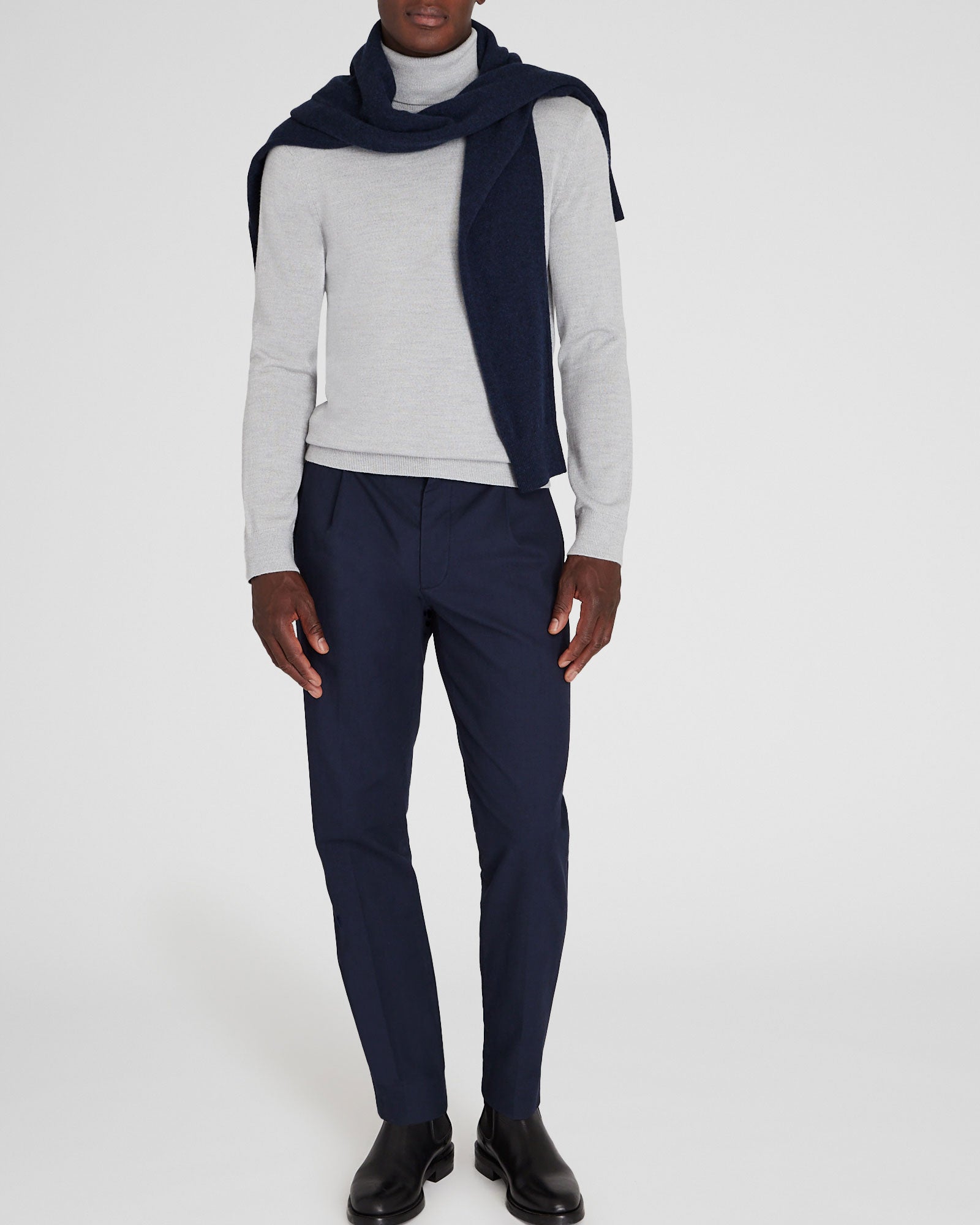 CLUB MONACO - Pull col roulé en laine mérinos - Gris Chiné Clair